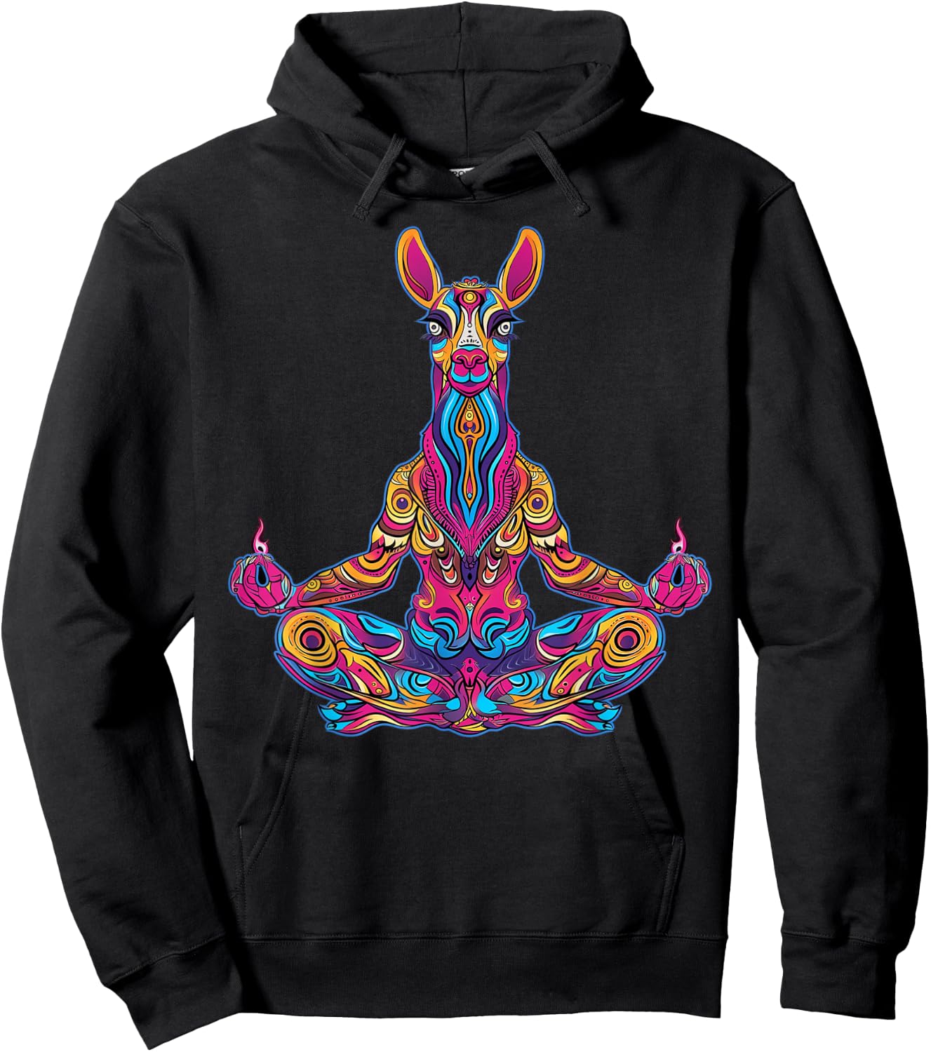 Lama Alpaca Meditating Trippy Psychedelic Funny Yoga Yogi Hoodie - Hoodie | Black