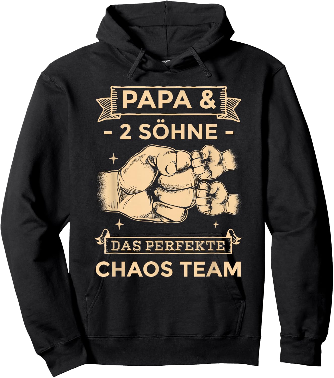 Papa & 2 Söhne Chaos Team Partnerlook Männertag Vatertag Hoodie - Hoodie | Black