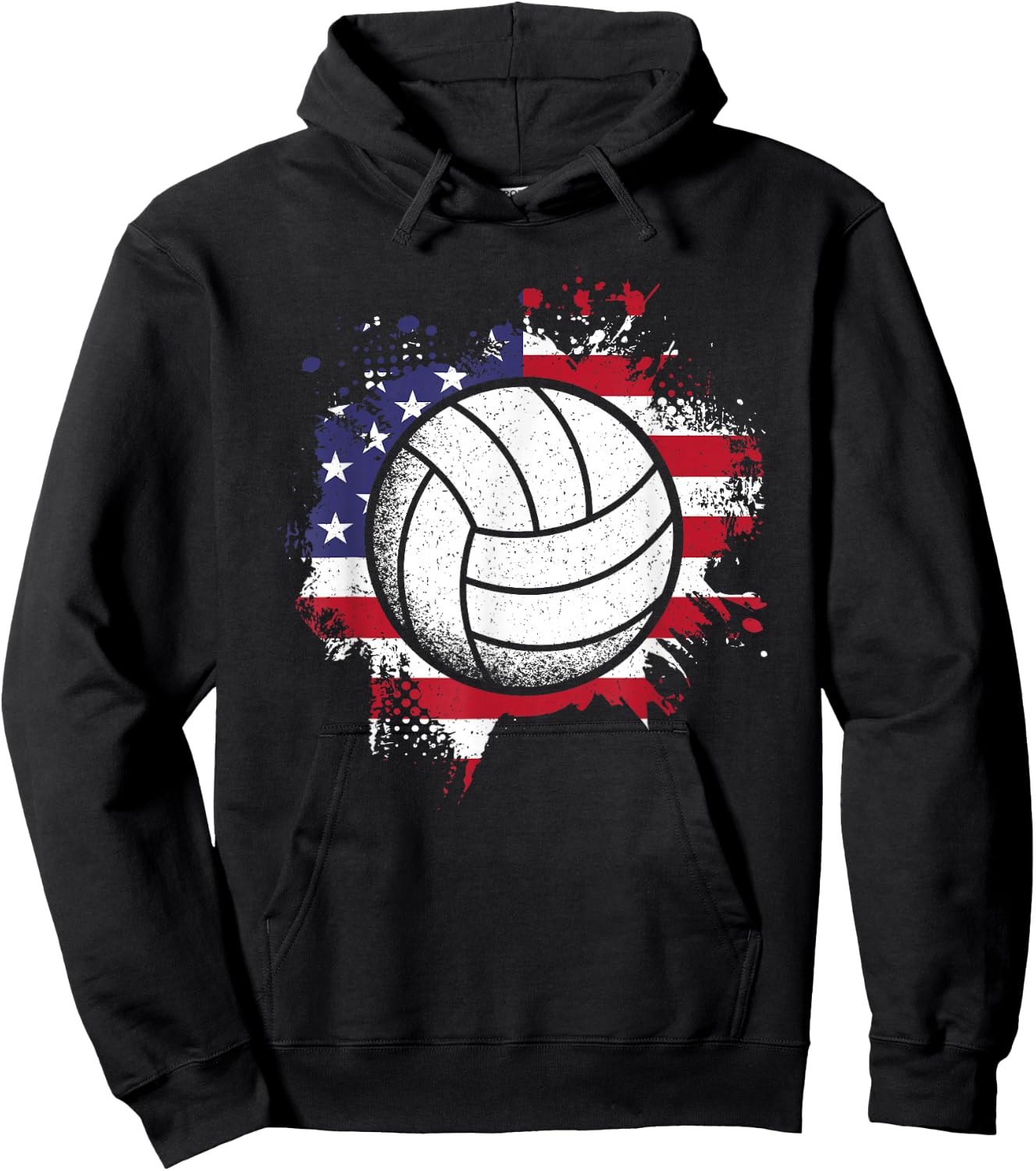 Volleyball American Flag Volleyball Lover Men Women Kids Hoodie - Hoodie | Black