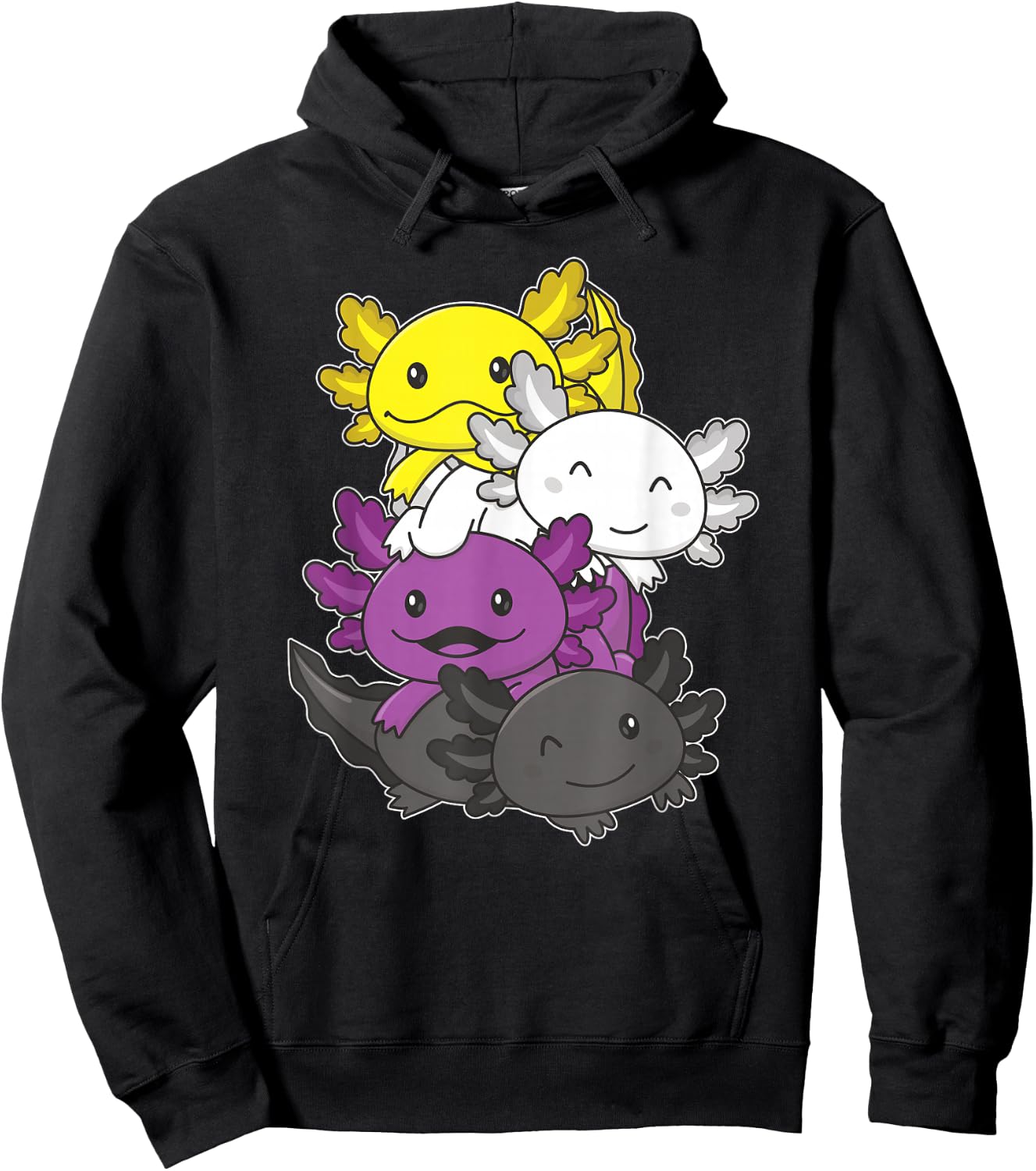 Nonbinary Flag Pride Month LGBTQ Nonbinary Axolotl Hoodie - Hoodie | Black