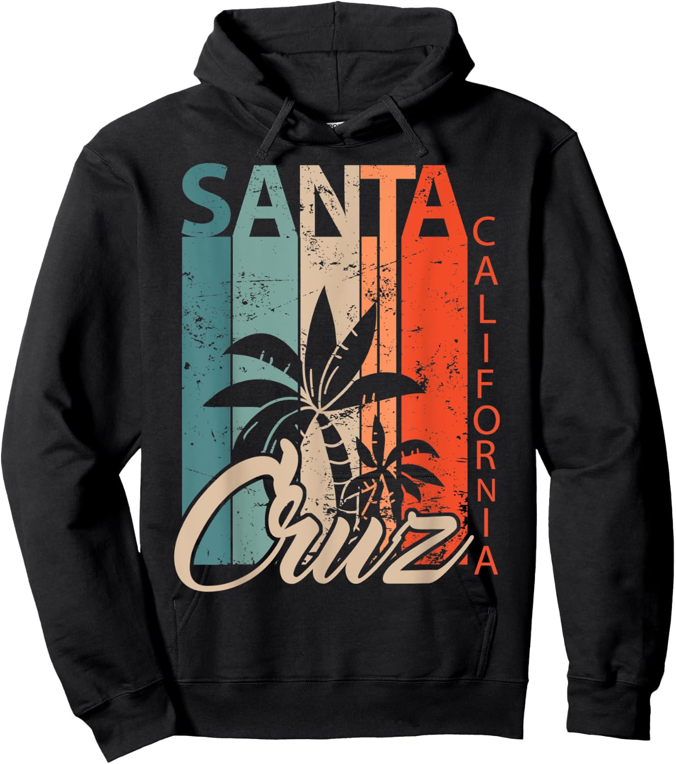 Santa Cruz California surfer skater vintage retro 70s Hoodie - Hoodie | Black