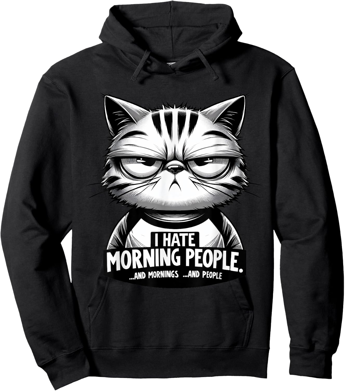 Katze - I Hate Morning People Morgenmuffel Funny Hoodie - Hoodie | Black