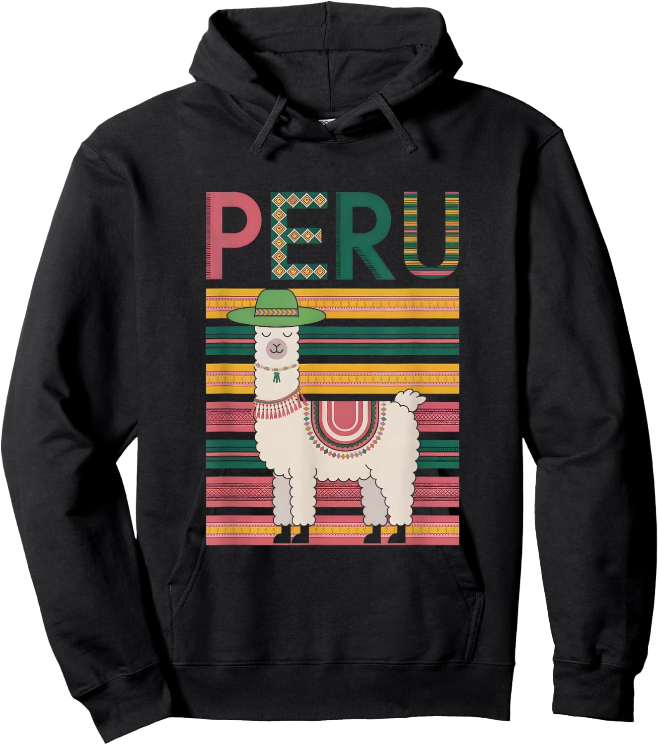 Lovely Peruvian Llama from Peru - Fun Design from Peru Hoodie - Hoodie | Black