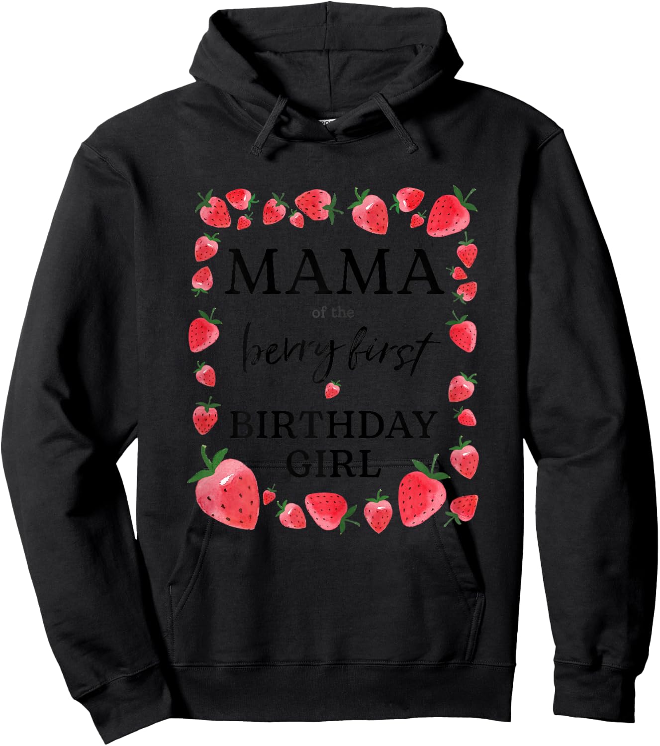 Mama von The Berry Mädchen zum ersten Geburtstag Sweet One Strawberry Hoodie - Hoodie | Black