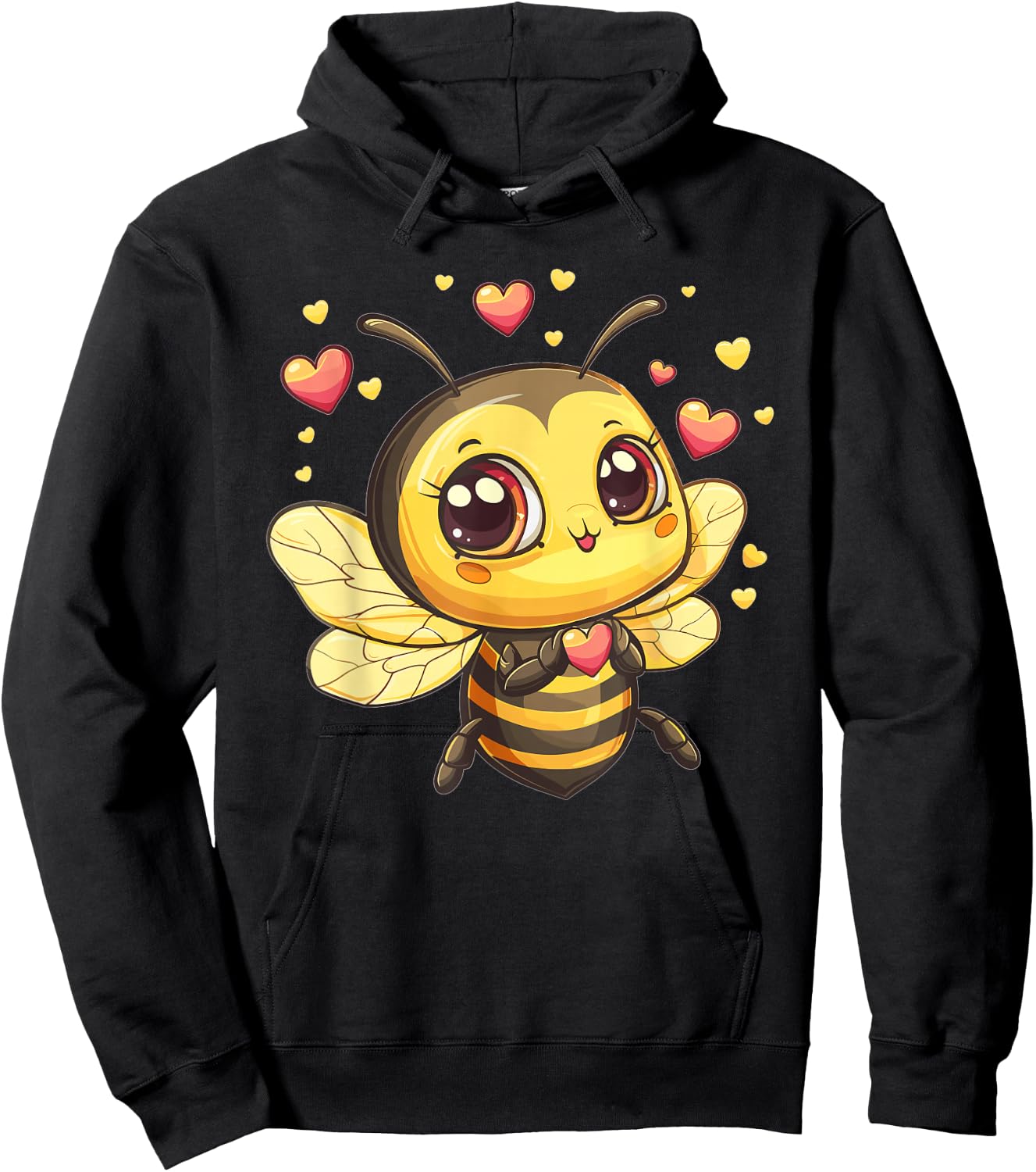Cute Bee With Hearts I Kids Bee Hoodie - Hoodie | Black