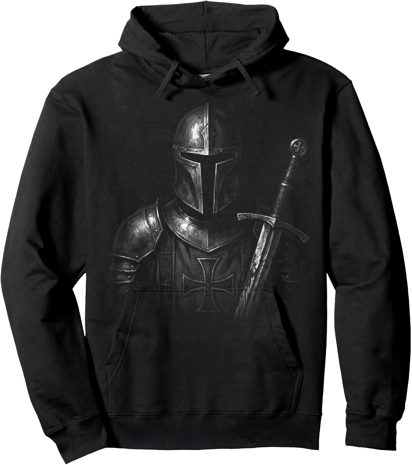 Knight Christian Portrait Templar Warrior of God Crusader Hoodie - Hoodie | Black