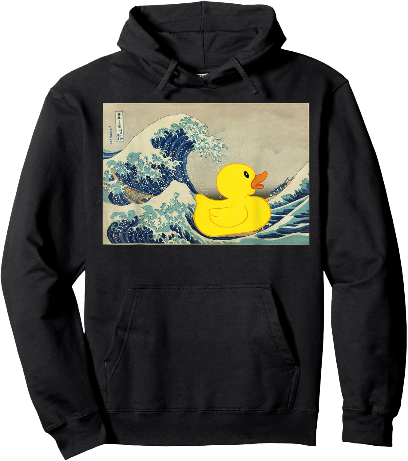 Rubber Duck on The Great Wave off Kanagawa Hoodie - Hoodie | Black