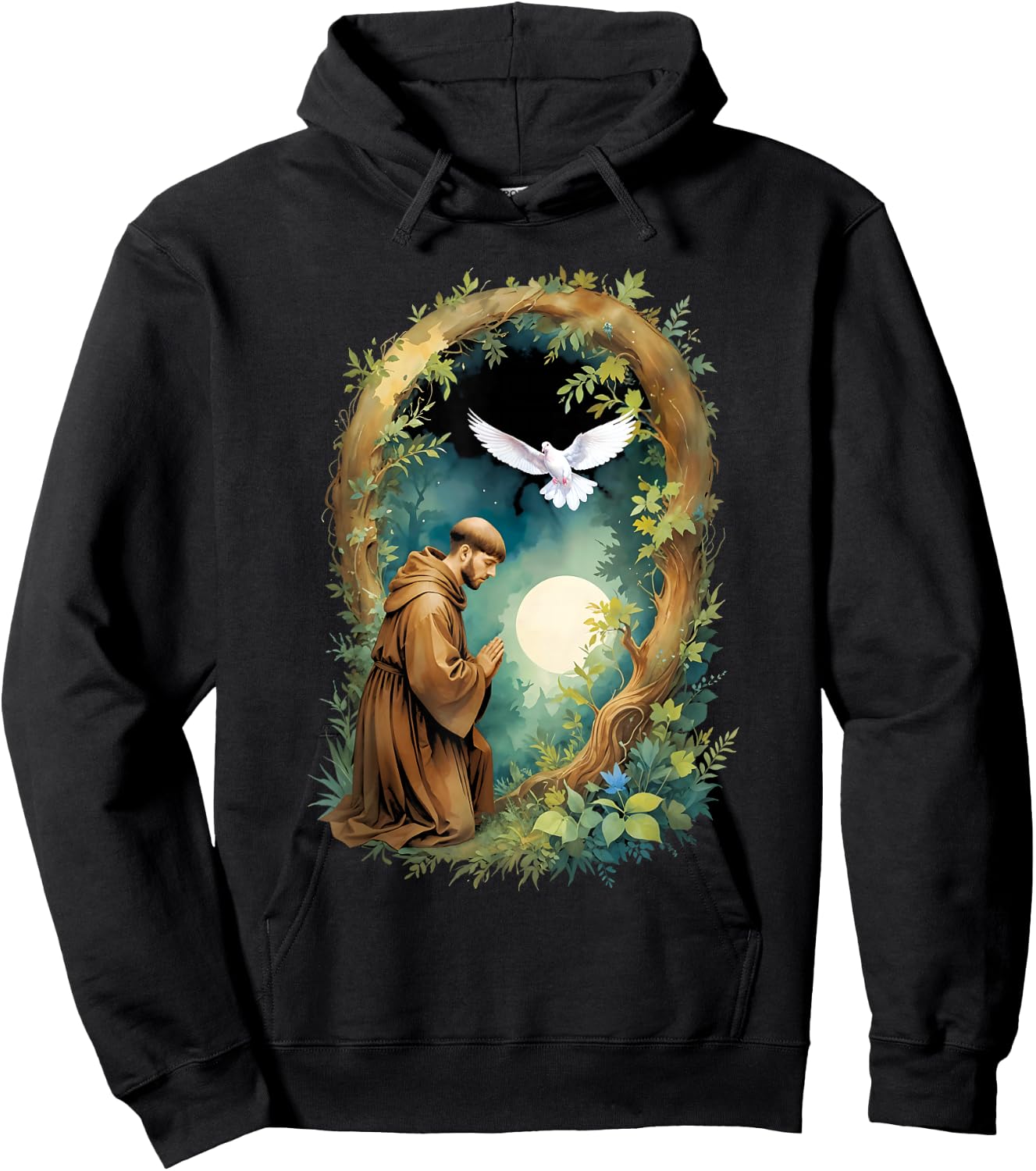 St Francis of Assisi Patron Saint of Animals Holy Catholic Hoodie - Hoodie | Black