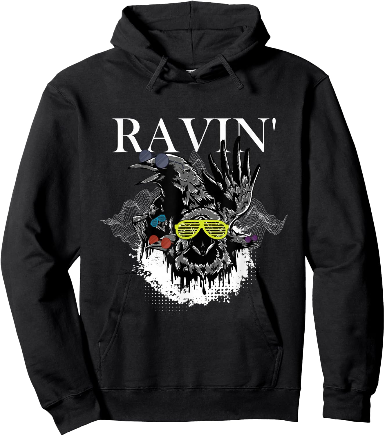 Funny Ravin' | Raven Rave | EDM Music DJ Hoodie - Hoodie | Black