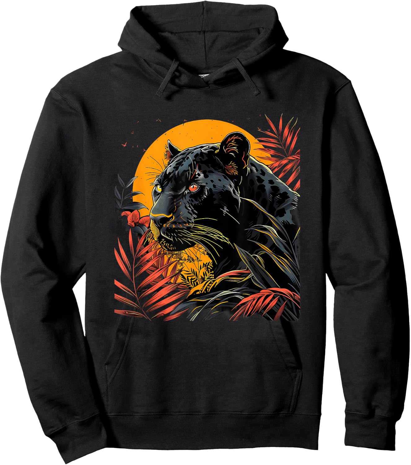 Panther Moon Artwork Wildlife Panther Lover Animal Art Hoodie - Hoodie | Black