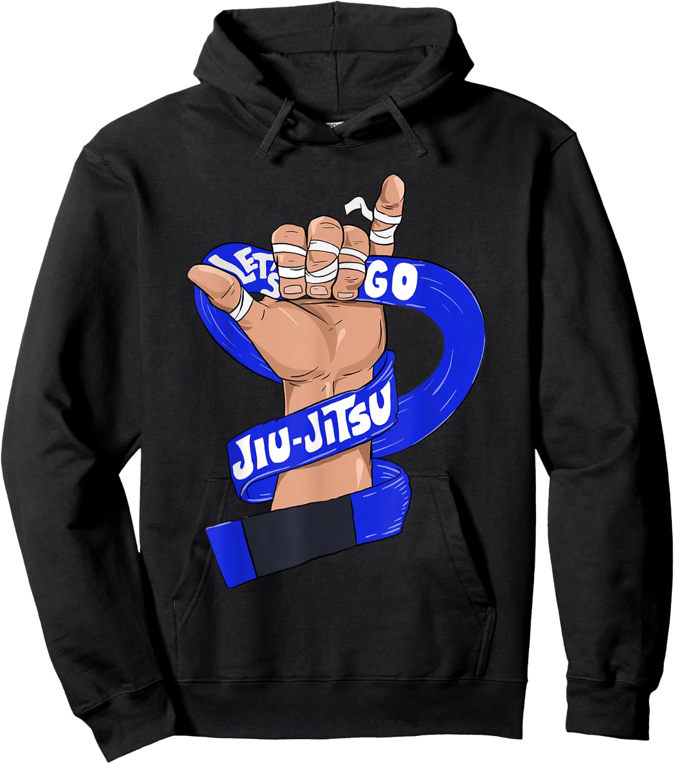 Let's Go BJJ, Jiu Jitsu, Shaka Sign, Blue Belt Hoodie - Hoodie | Black
