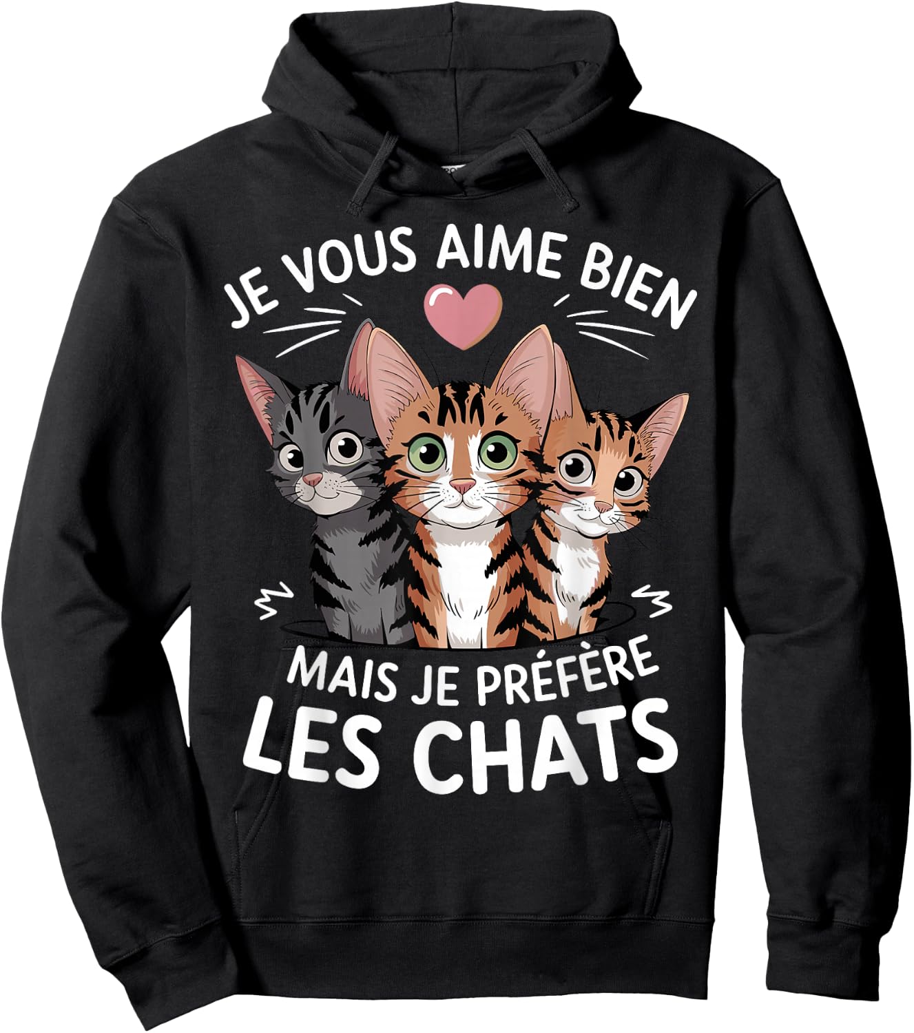 I like you but I prefer cats humor cat Hoodie - Hoodie | Black