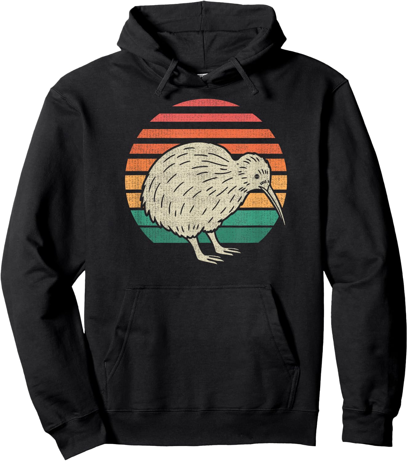 Kiwi Bird Lover Animal Retro 70s Hoodie - Hoodie | Black