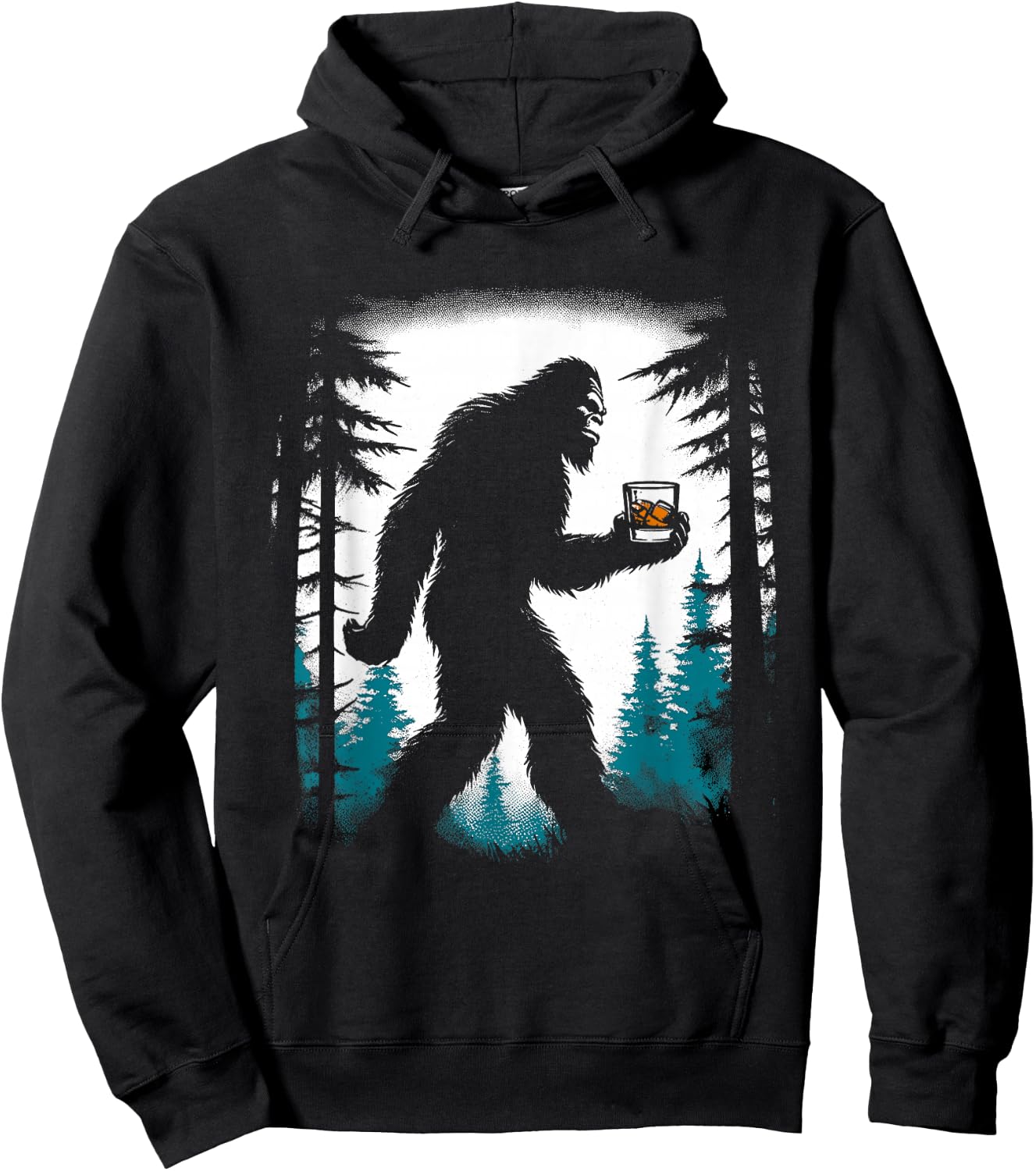 Bigfoot Drinking Whiskey - Funny Bigfoot Sasquatch Lover Hoodie - Hoodie | Black