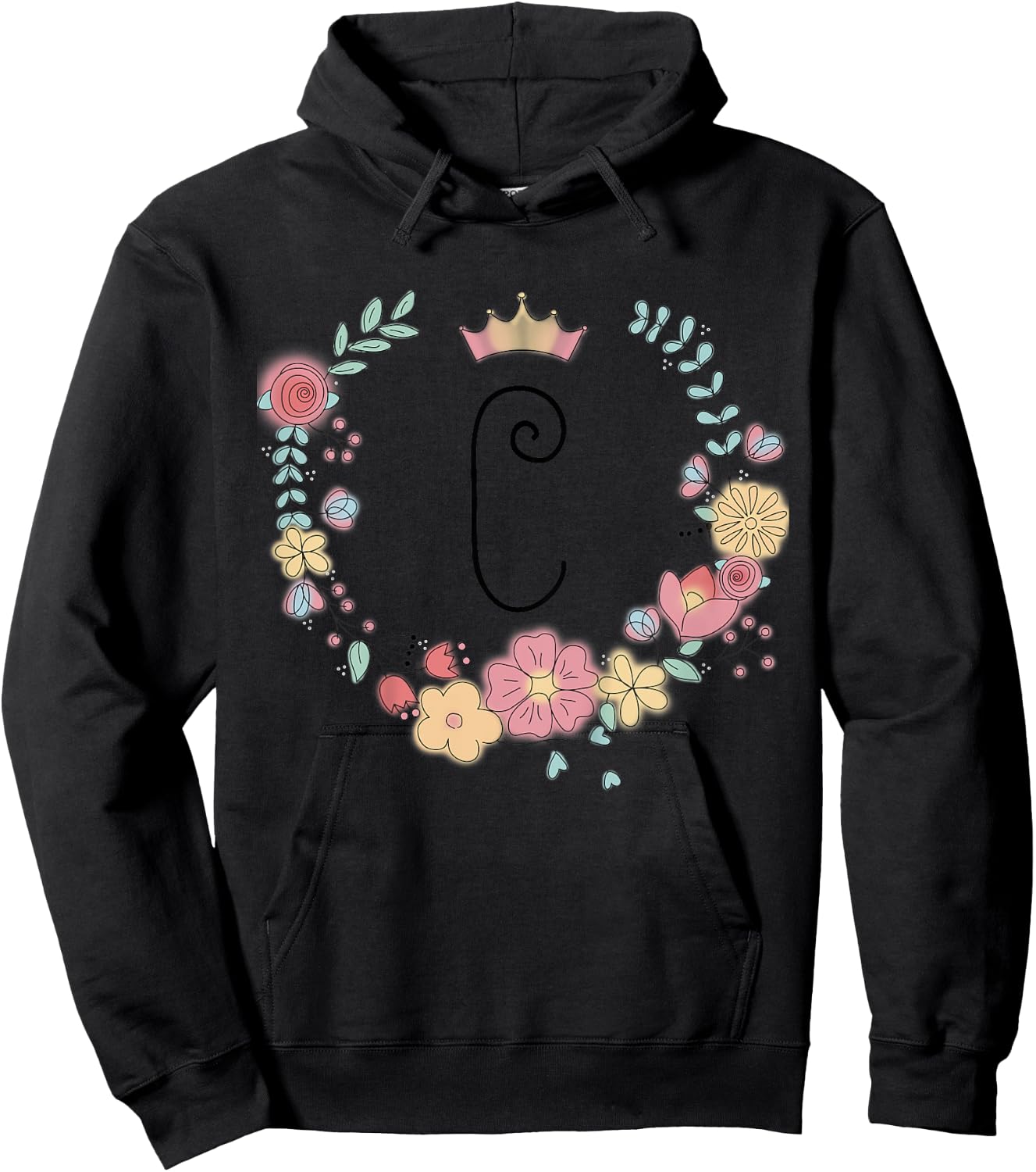 Enfant Cadeau personalisé pour fillettes thème princesses lettre C Hoodie - Hoodie | Black
