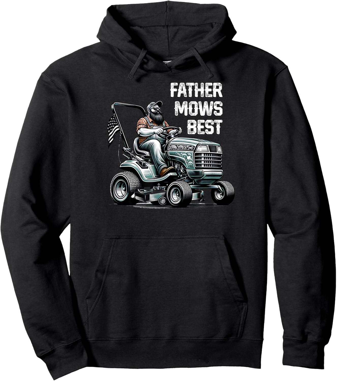 Father Mows Best, Funny Dad Mowing Hoodie - Hoodie | Black