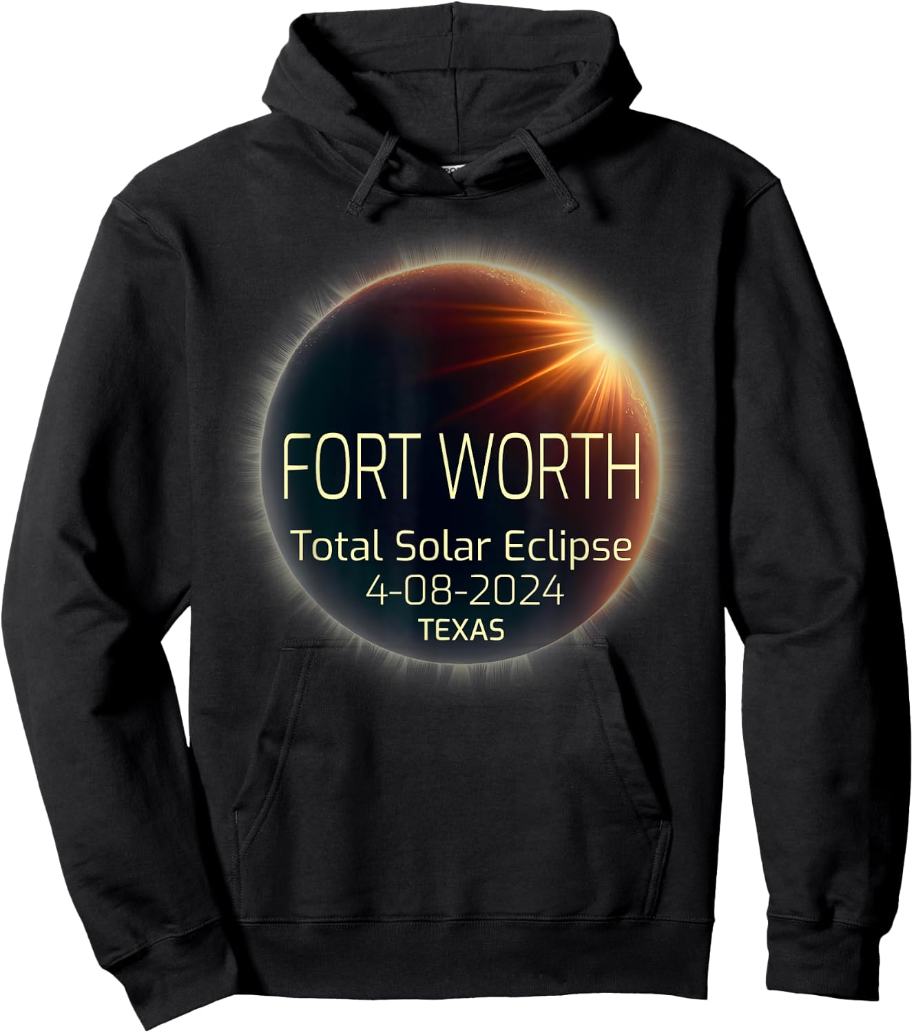 FORT WORTH Total Solar Eclipse April 8 2024 Texas Eclipse Hoodie - Hoodie | Black