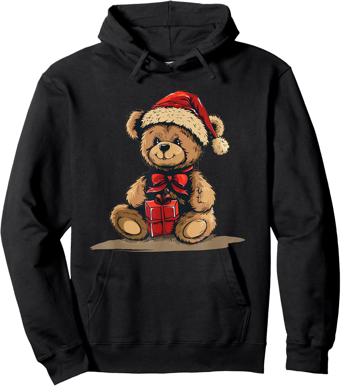 Adorable Festive Bear for Teddy Bear and Christmas Hoodie - Hoodie | Black