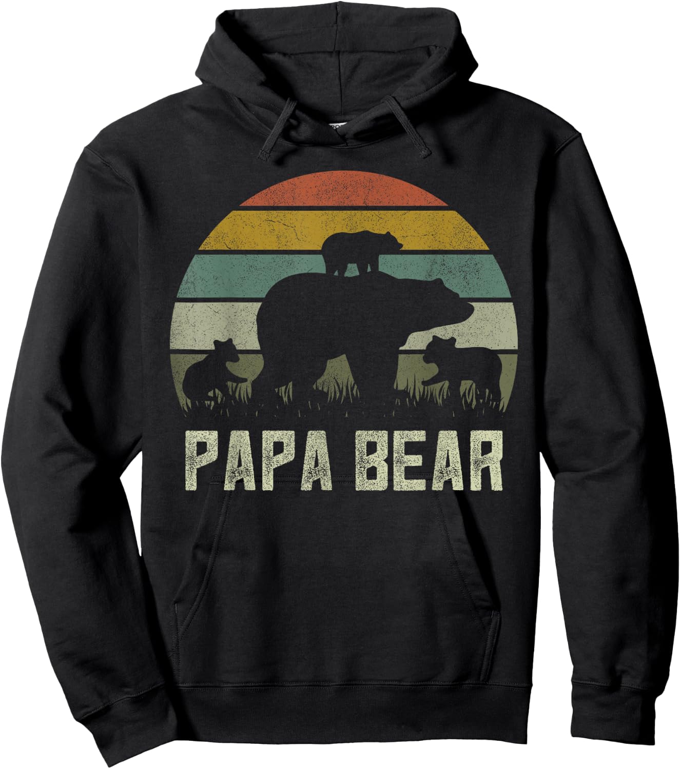 Lustige Papa Bär Shirts, Cub 3 Kinder Vatertag Opa Hoodie - Hoodie | Black