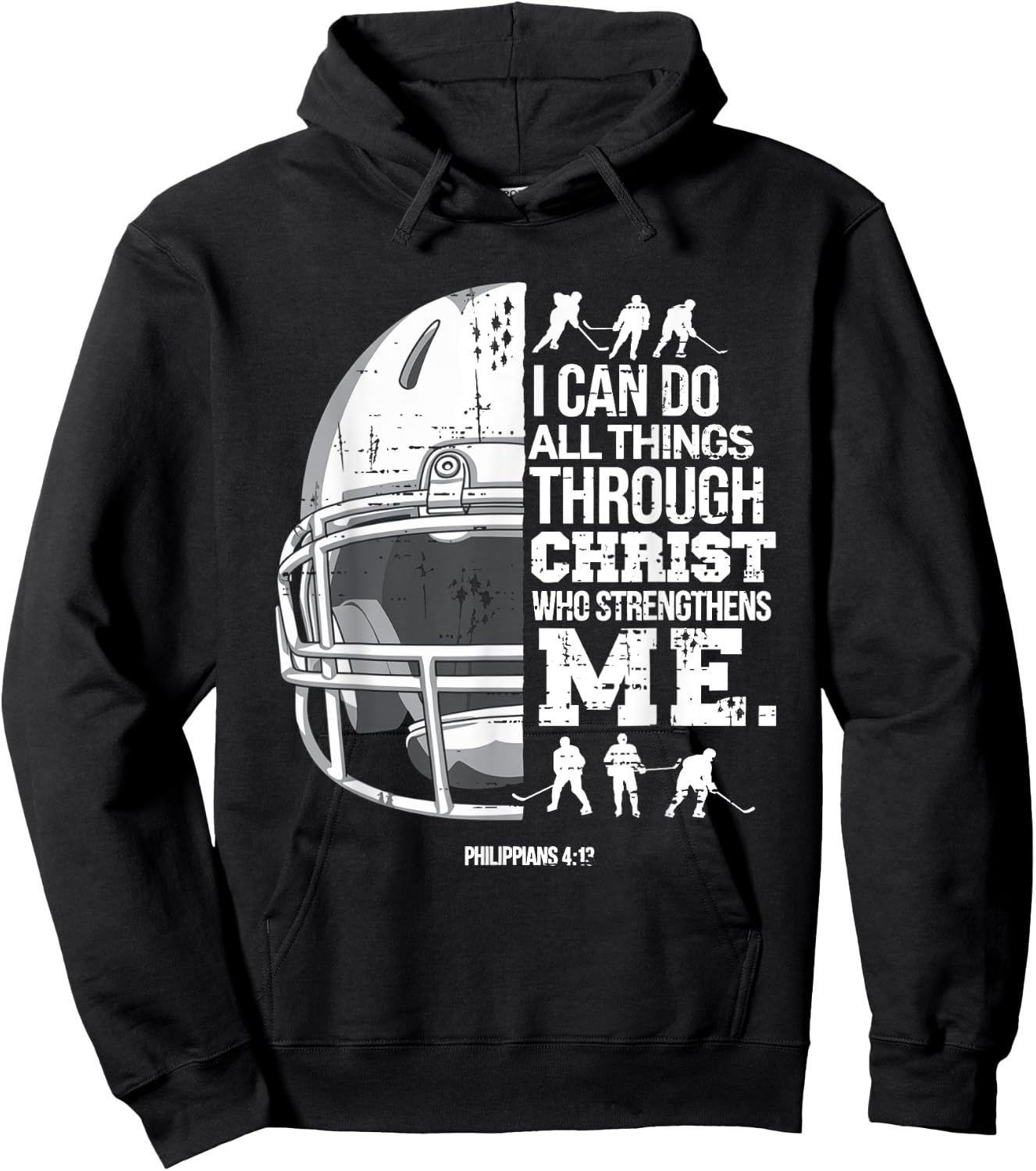Christian Hockey I Can Do All Things Religious Faith Hoodie - Hoodie | Black