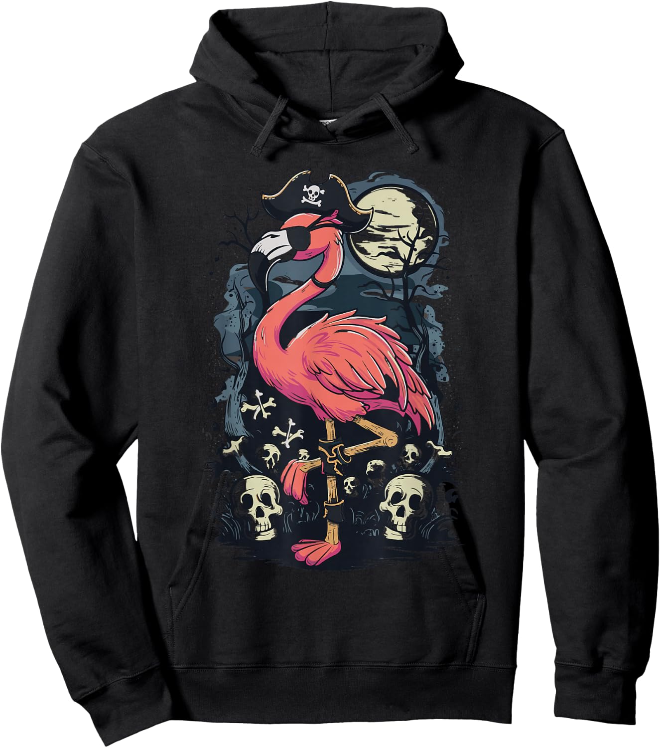 Flamingo Pirate Hoodie - Hoodie | Black
