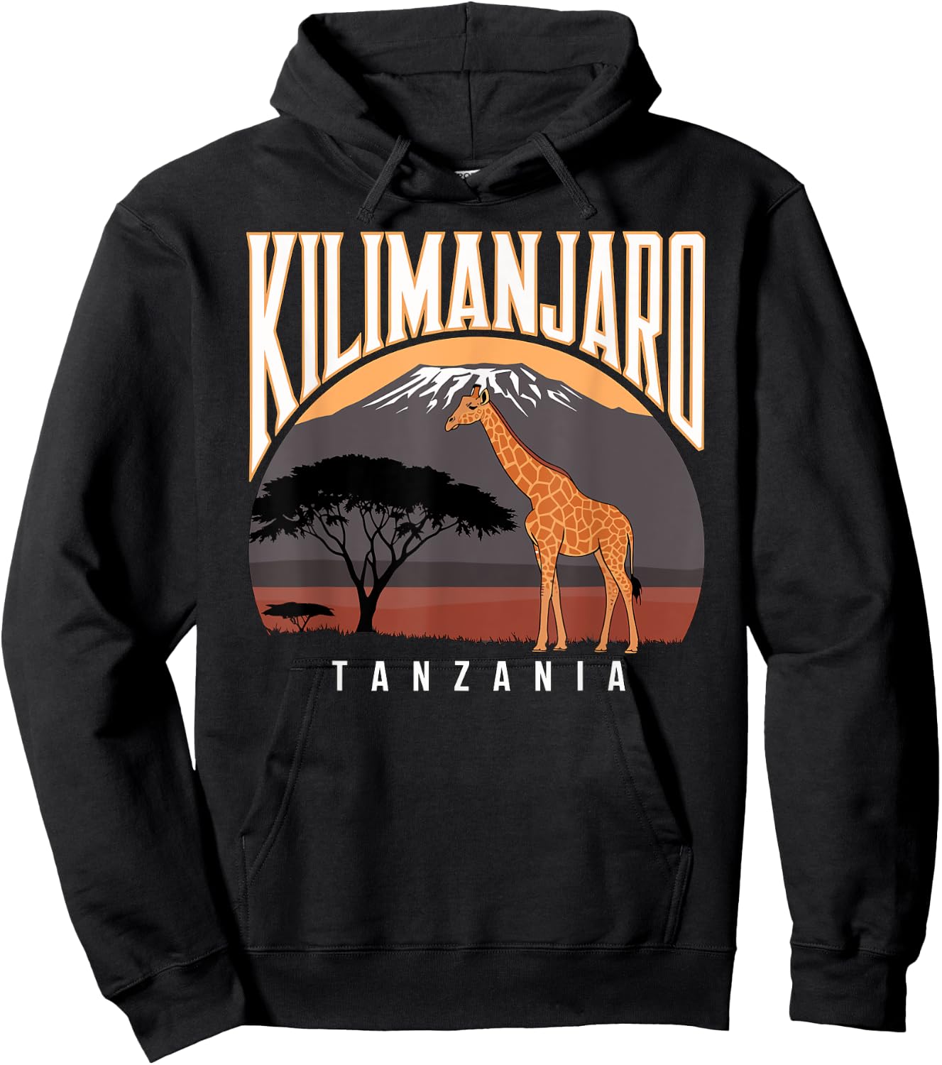 Kilimanjaro Tanzania, Fun Africa Safari Giraffe , Black, S Hoodie - Hoodie | Black