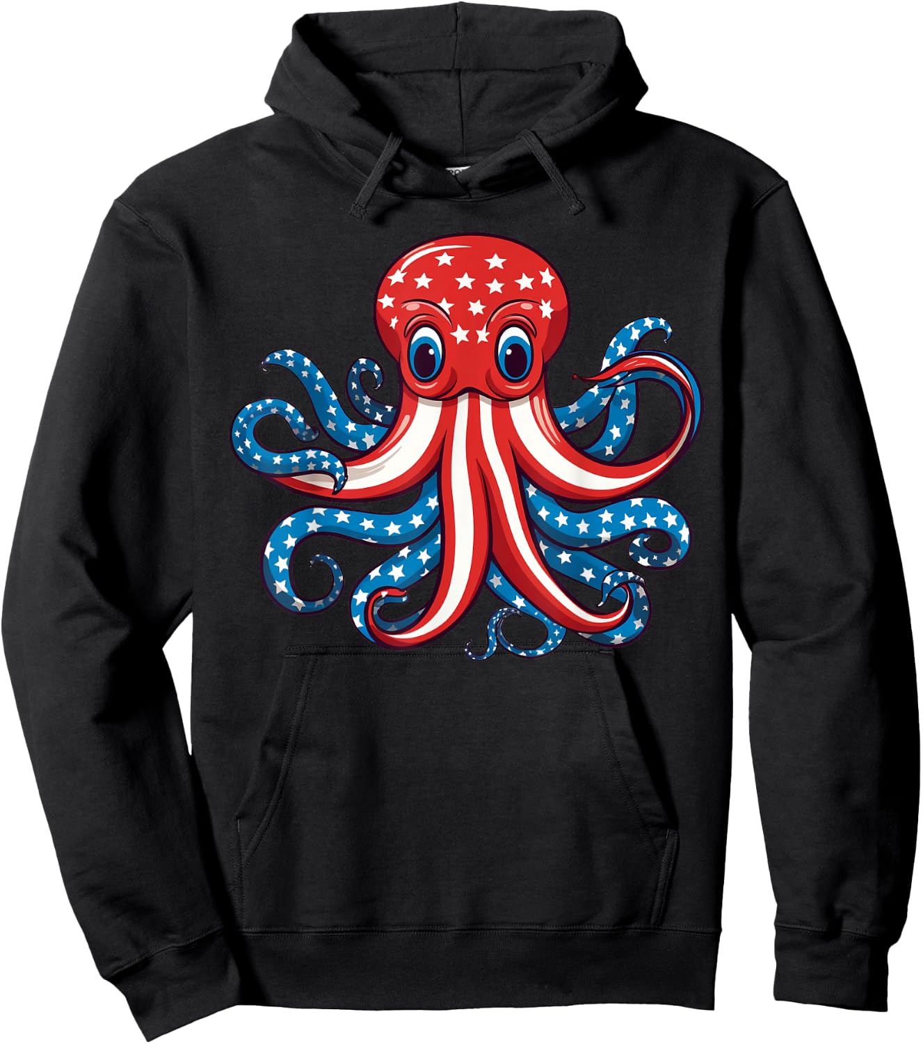 Octopus American Flag 4th of July Day Octopus Gifts Women Hoodie - Hoodie | Black