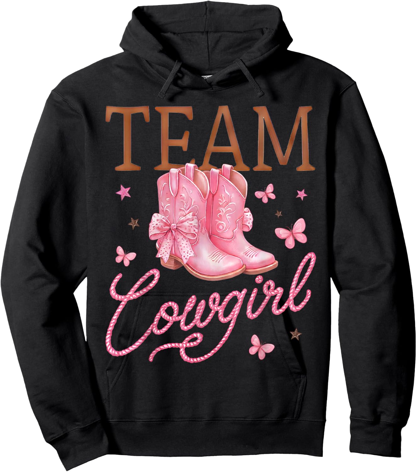 Cowboy Or Cowgirl Team Girl Boy Western Gender Reveal Family Hoodie - Hoodie | Black