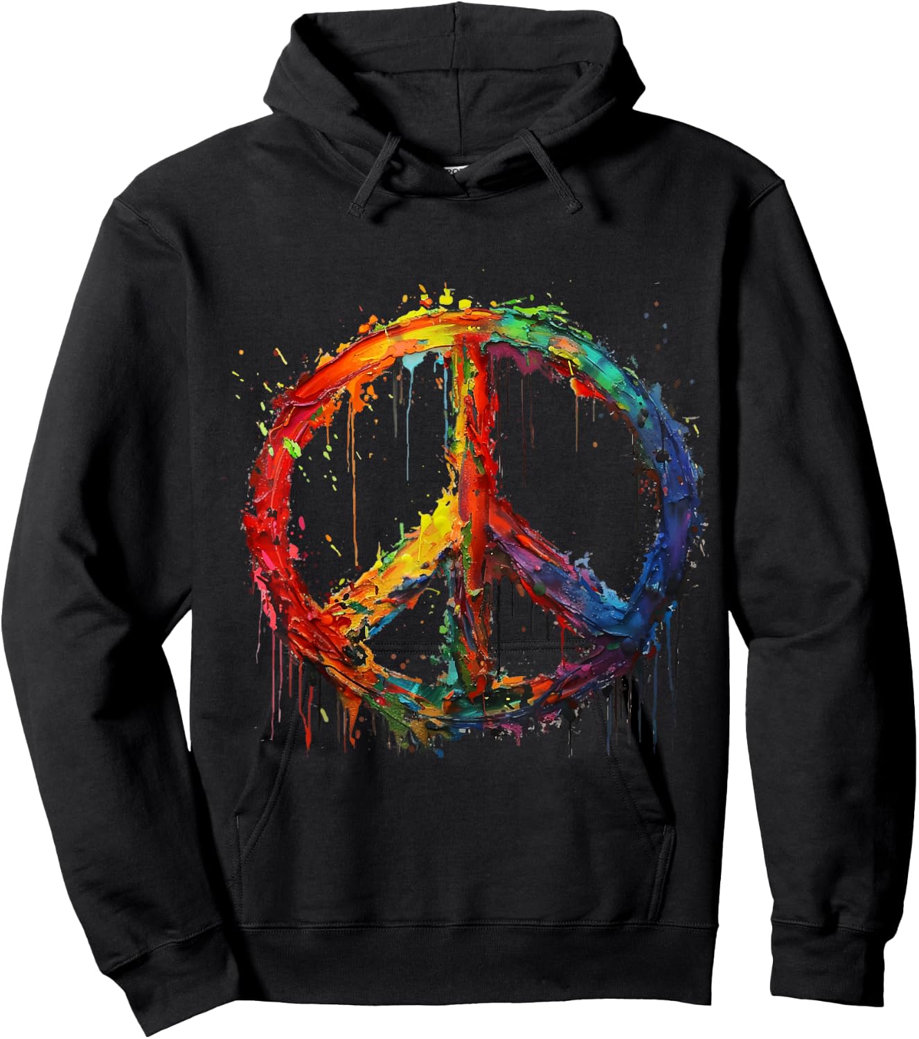 Peace Love Hippie Costume Peace Symbol 60s 70s , Black, S Hoodie - Hoodie | Black