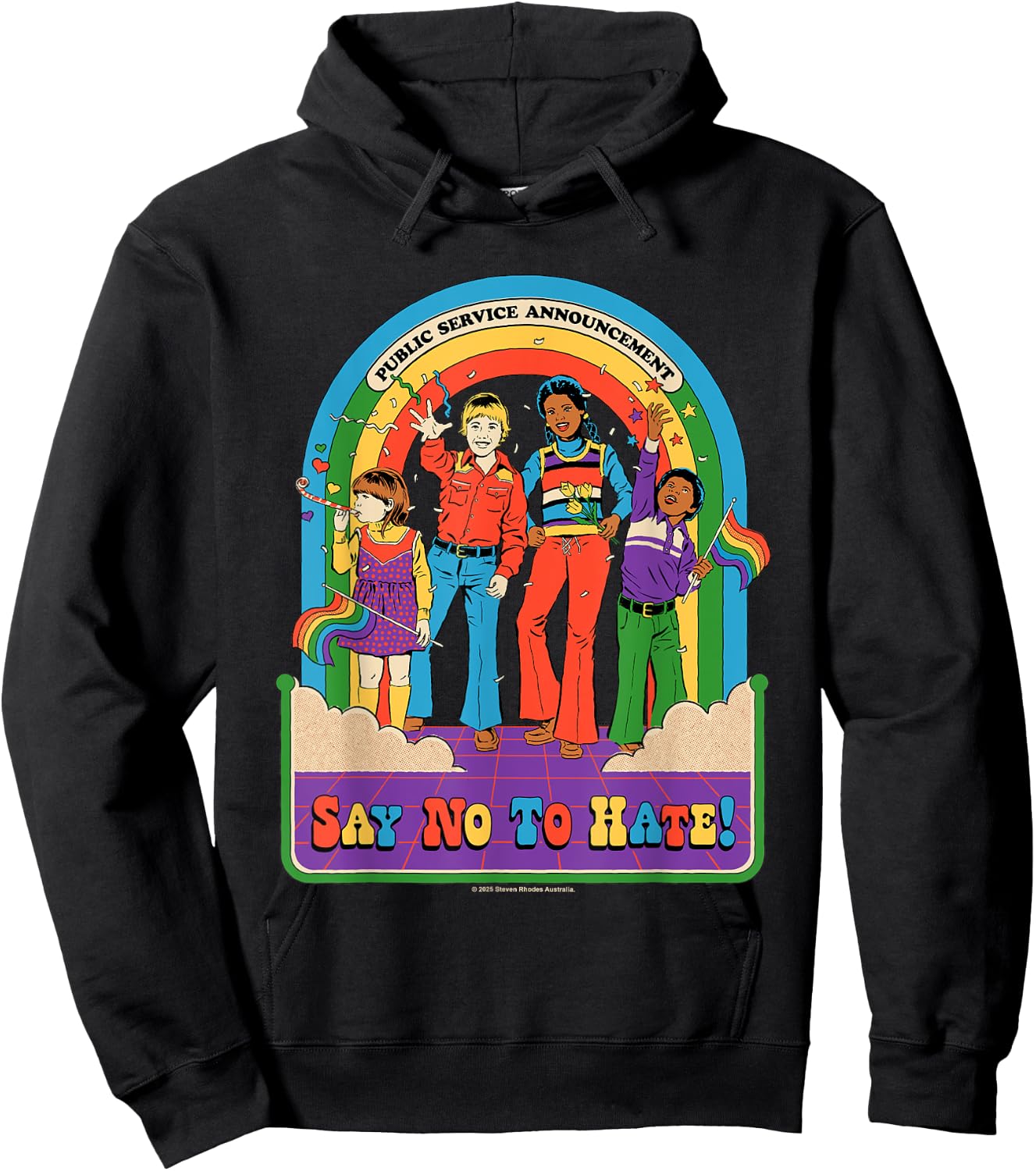 Say No to Hate Sarcastic Retro Vintage Funny Adult Humor Hoodie - Hoodie | Black