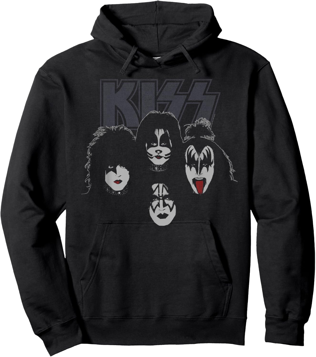 KISS - Fab Four Adult Black Short Sleeve Classic Fit Hoodie - Hoodie | Black