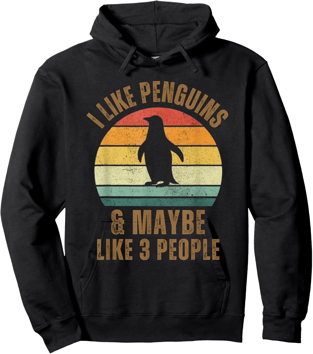 I Like Penguins and Maybe Like 3 People Funny Retro Penguin Hoodie - Hoodie | Black