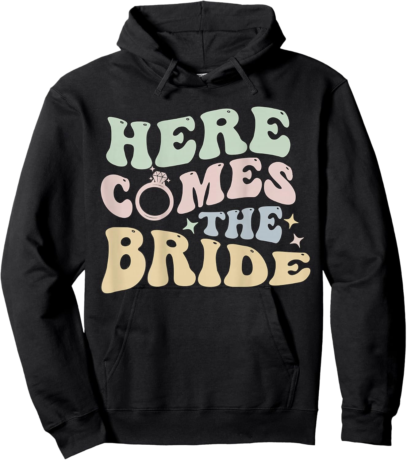 Here Comes The Bride Words On Back Braut-Hochzeitskleidung Hoodie - Hoodie | Black