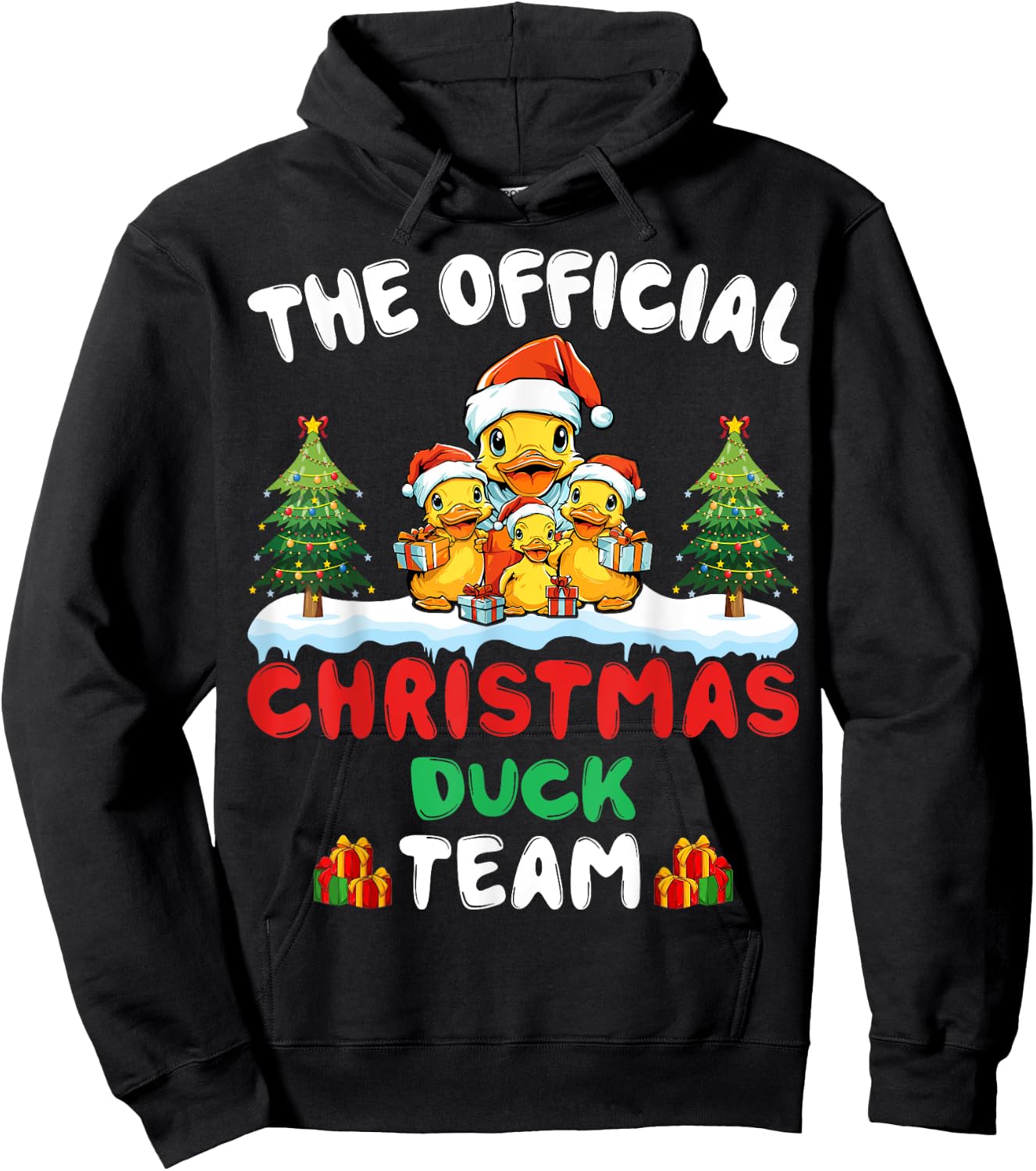 Christmas Duck Team Santa Hat Xmas Holiday Duck Christmas Hoodie - Hoodie | Black
