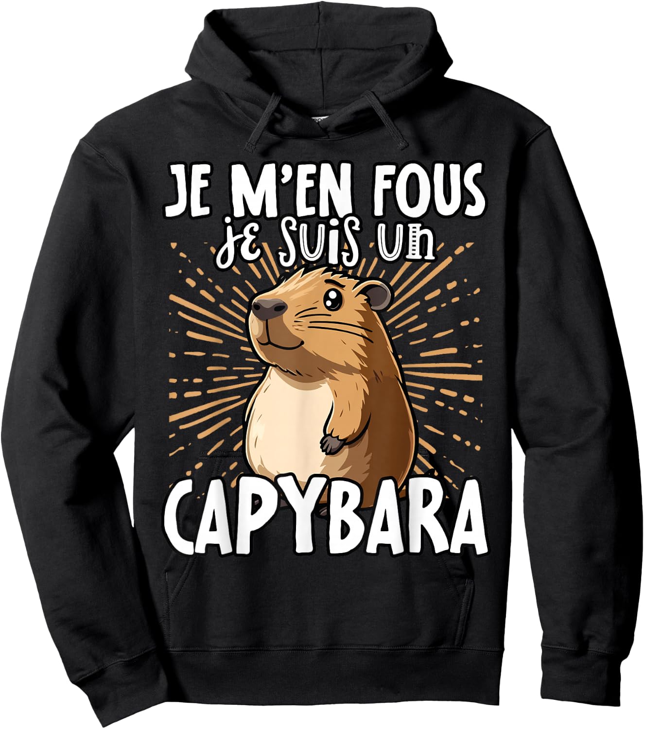Je M'en Fous Je Suis Un Capybara - Sweet Capybara , Black, S Hoodie - Hoodie | Black