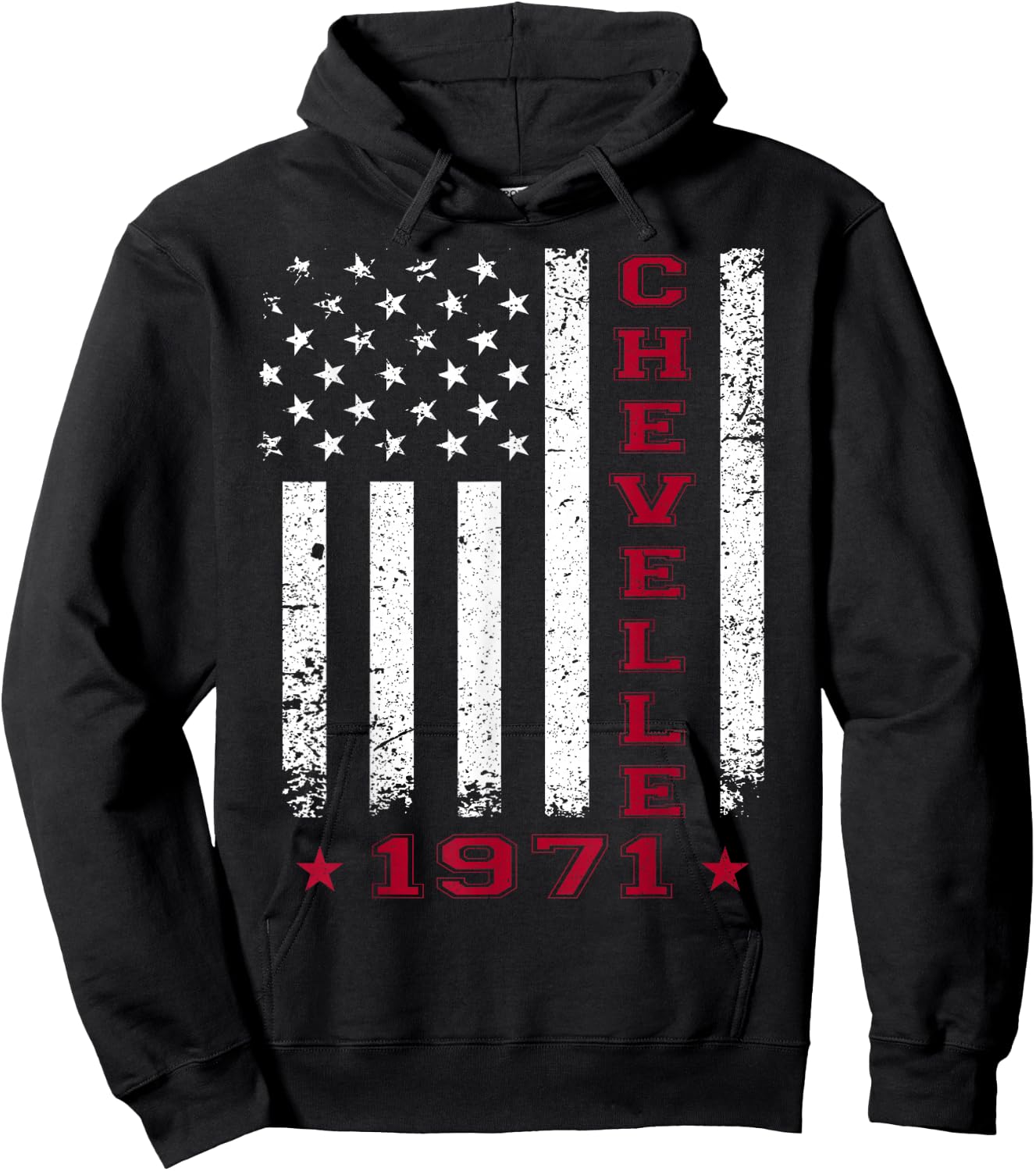 American Flag Jersey Style Chevelle 71 1971 Muscle Car Hoodie - Hoodie | Black