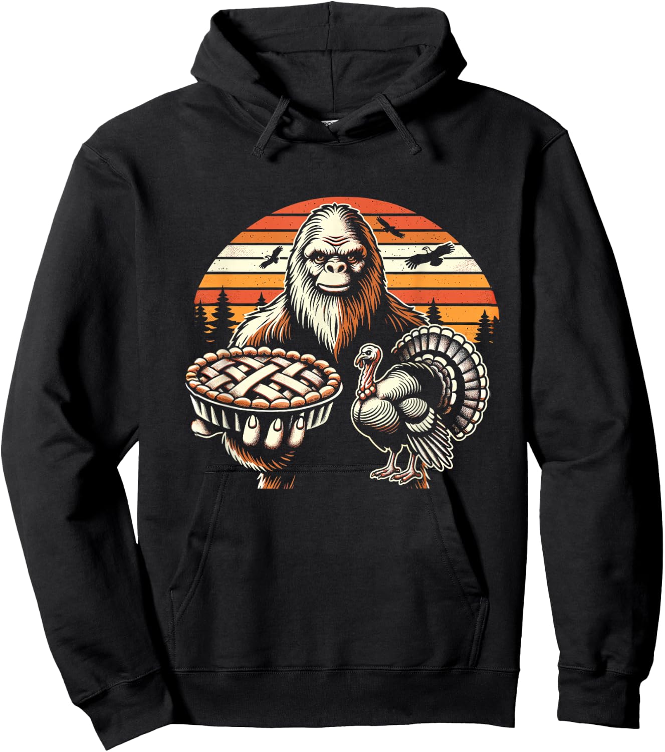Funny Bigfoot Sasquatch turkey Thanksgiving Hoodie - Hoodie | Black