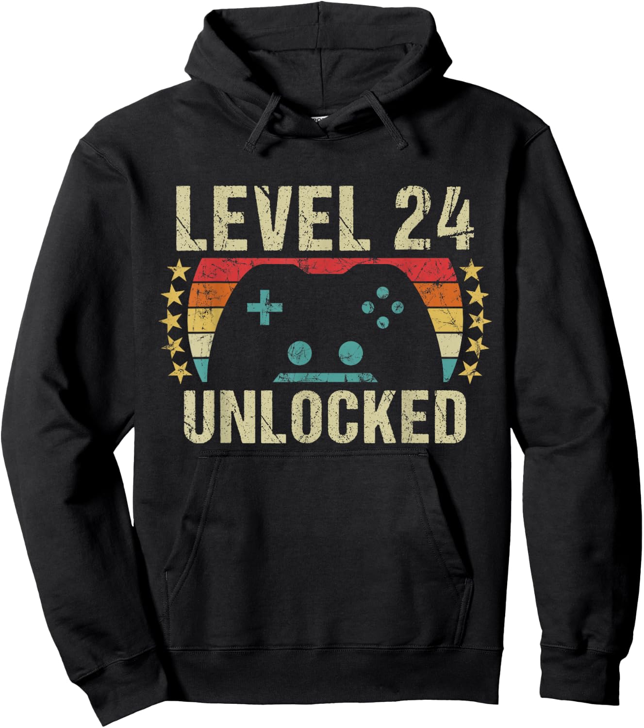 Gaming Vintage 24th Birthday Gift 24 Year Old Boy Girl Gamer Hoodie - Hoodie | Black