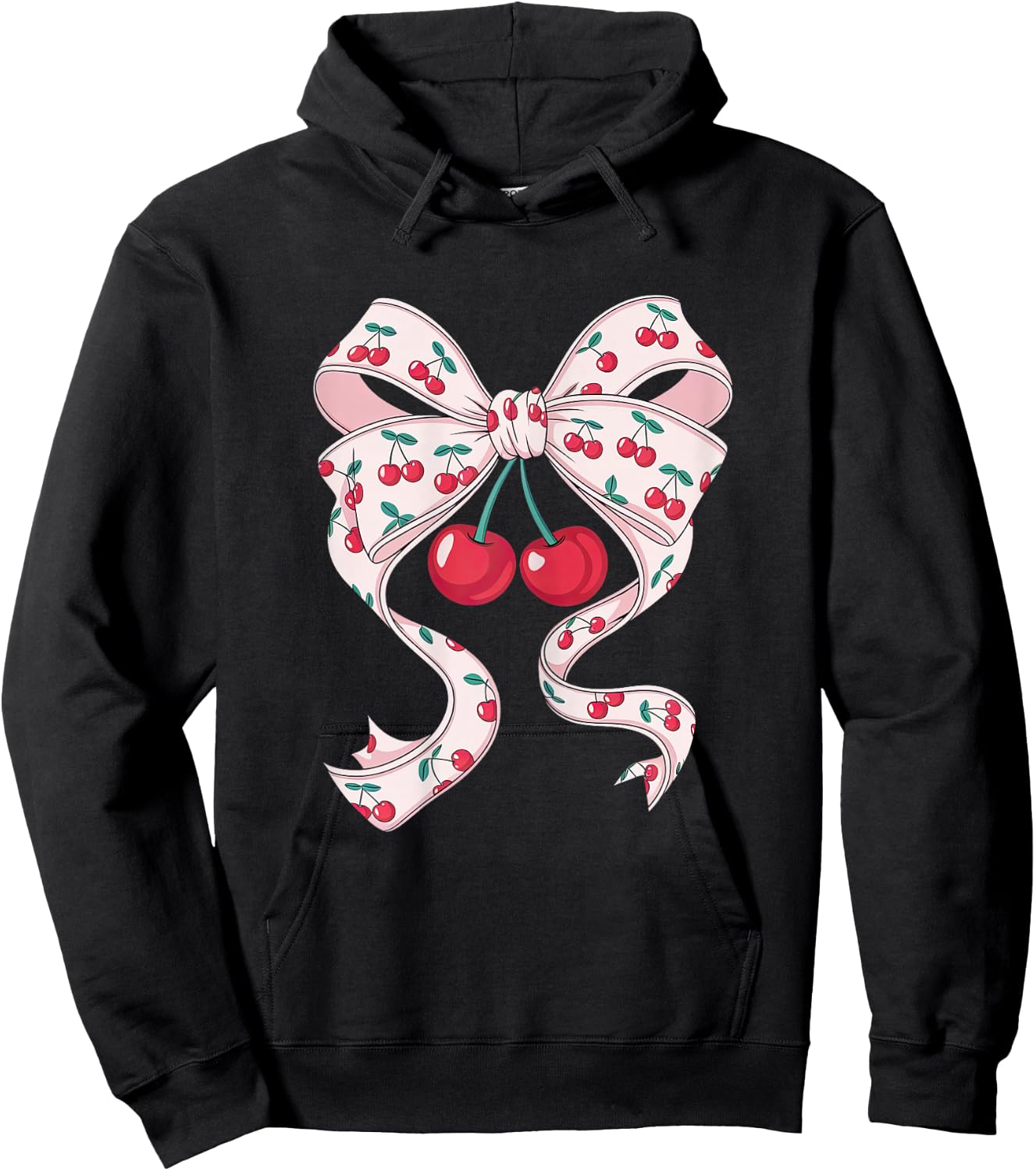 Pretty Pink Bow Woman Cute Cherries Cute Hoodie - Hoodie | Black