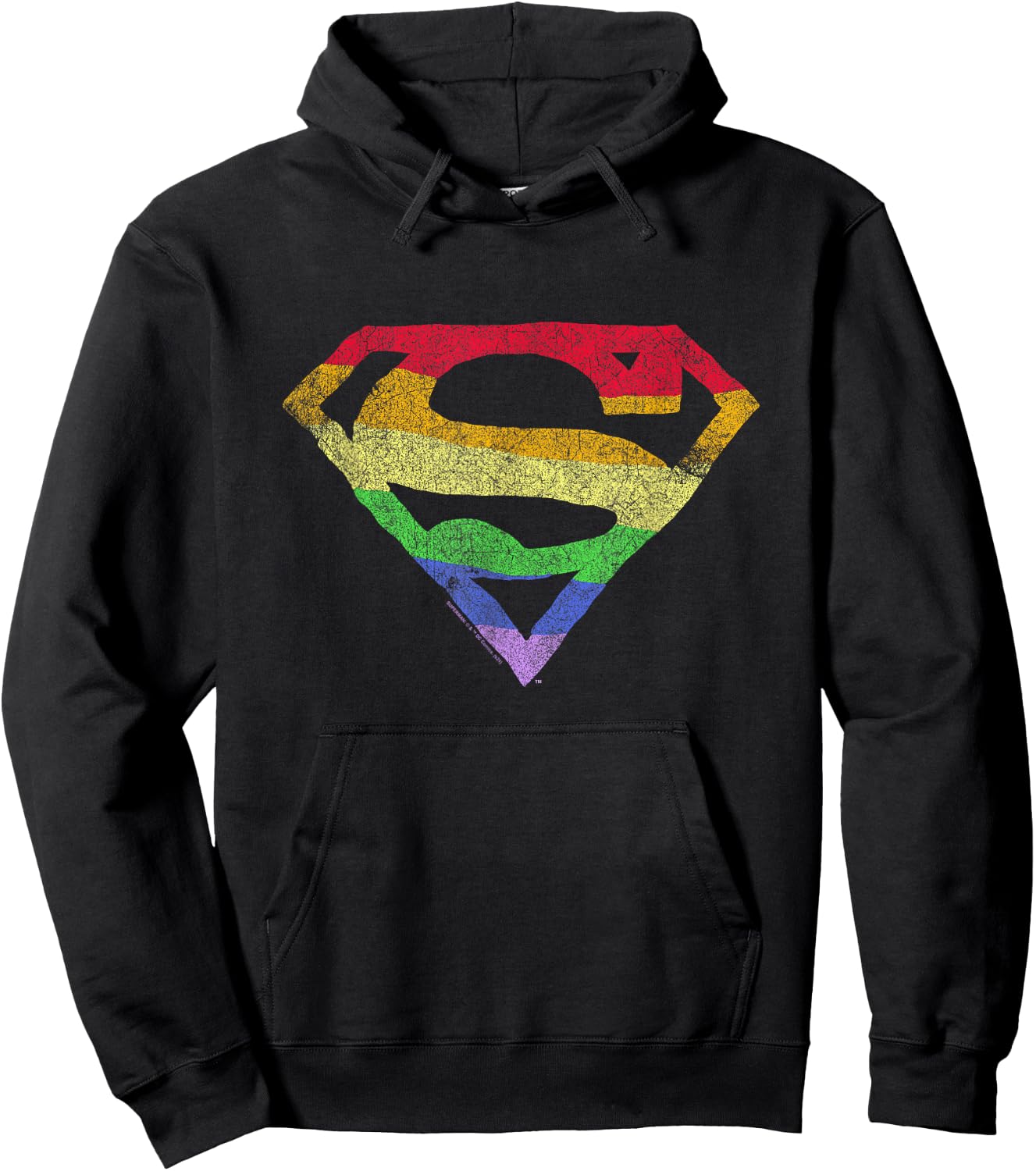 Superman Rough Rainbow Pride Logo Hoodie - Hoodie | Black