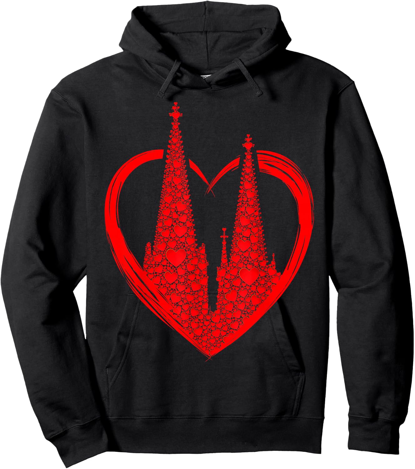 Cologne Cathedral with Heart for Cologne Fans Cologne Hearts Love Cologne , black Hoodie - Hoodie | Black