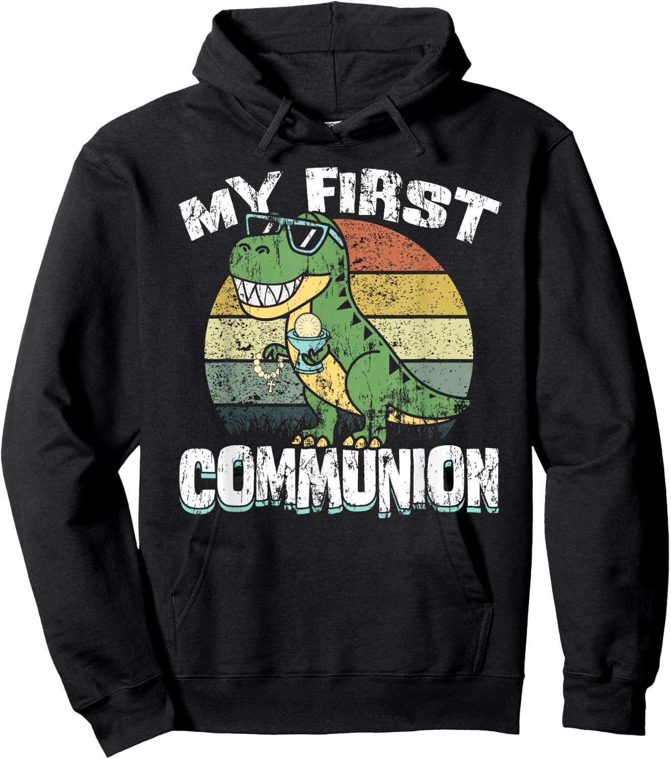 Dinosaur First Communion Christian Boys My First Communion Hoodie - Hoodie | Black