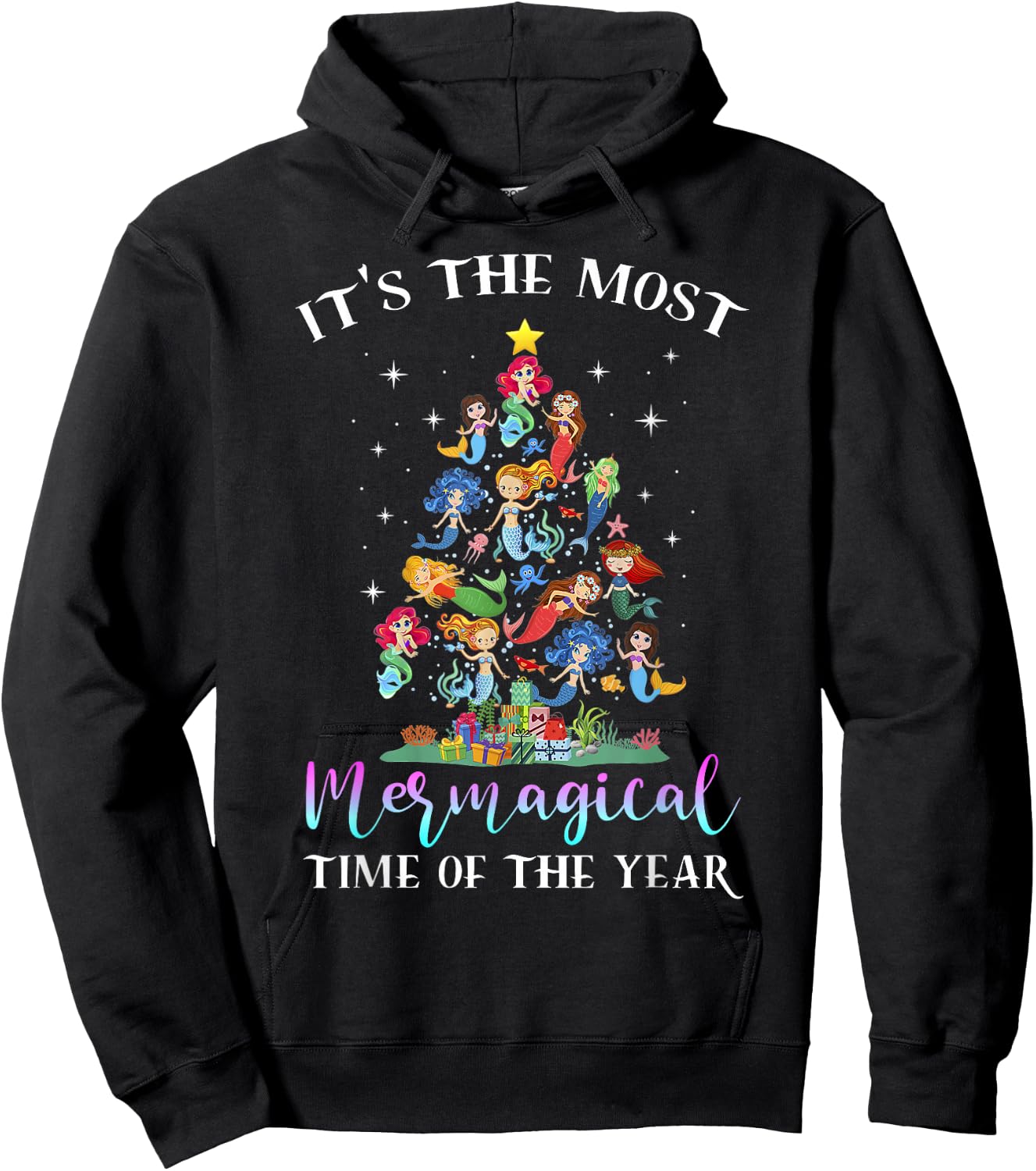 It's The Most Mermagical Of Year Mermaid Christmas Tree Hoodie - Hoodie | Black