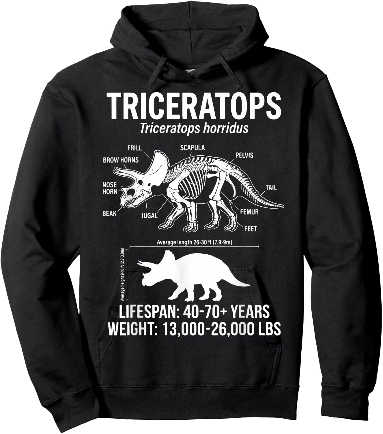 Triceratops Diagram Hoodie - Hoodie | Black