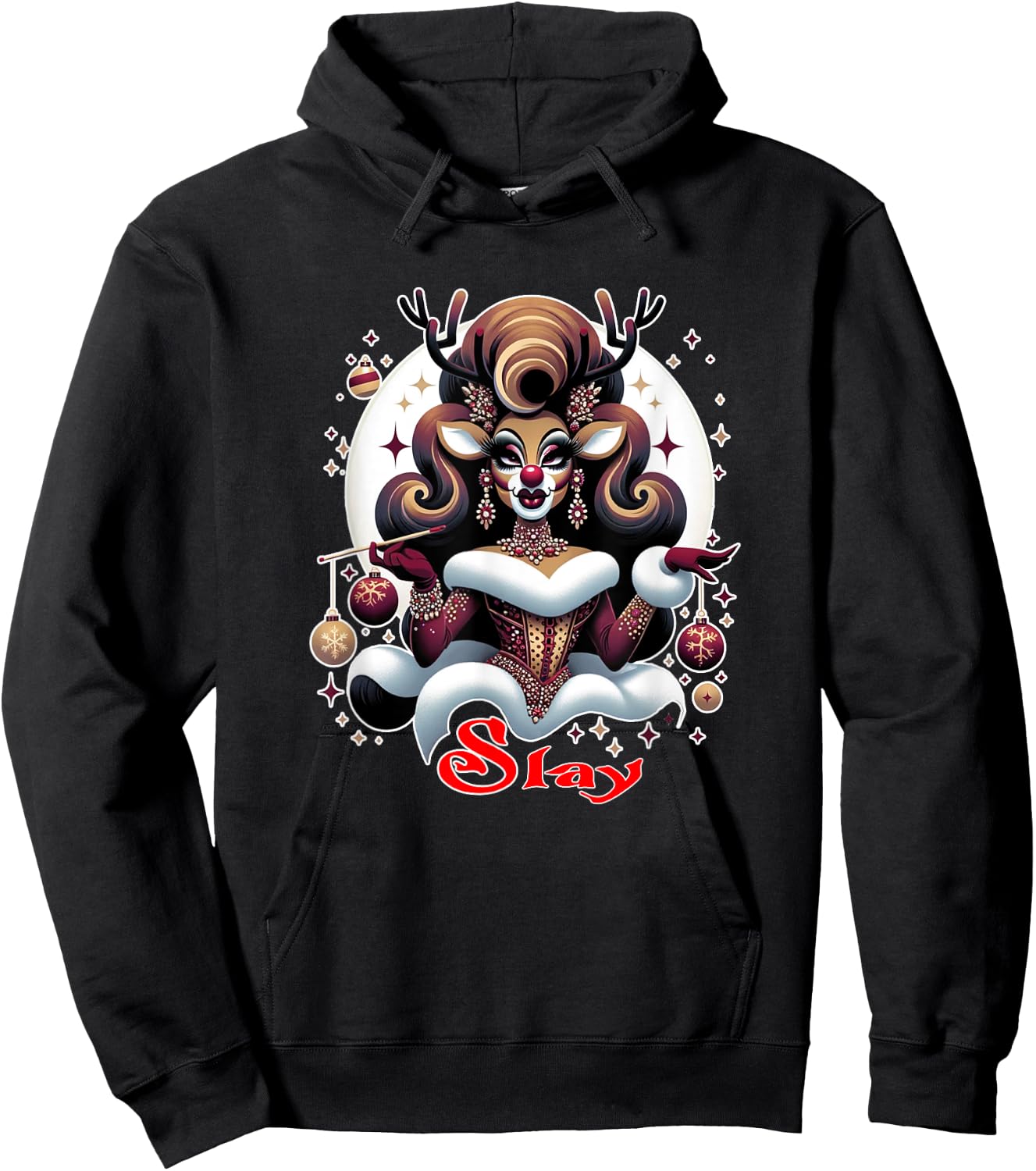 Drag Queen Rudolph Slay Christmas for Drag Race Show Hoodie - Hoodie | Black