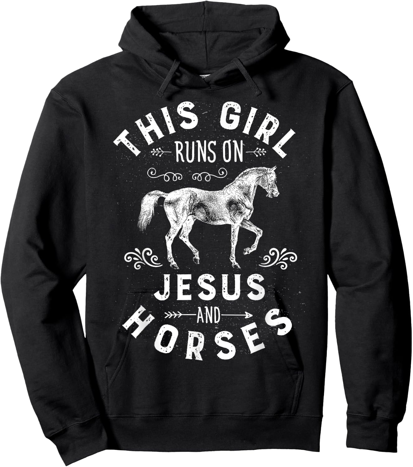This Girl Runs On Jesus And Horses Horse Riding Equestrian Hoodie - Hoodie | Black