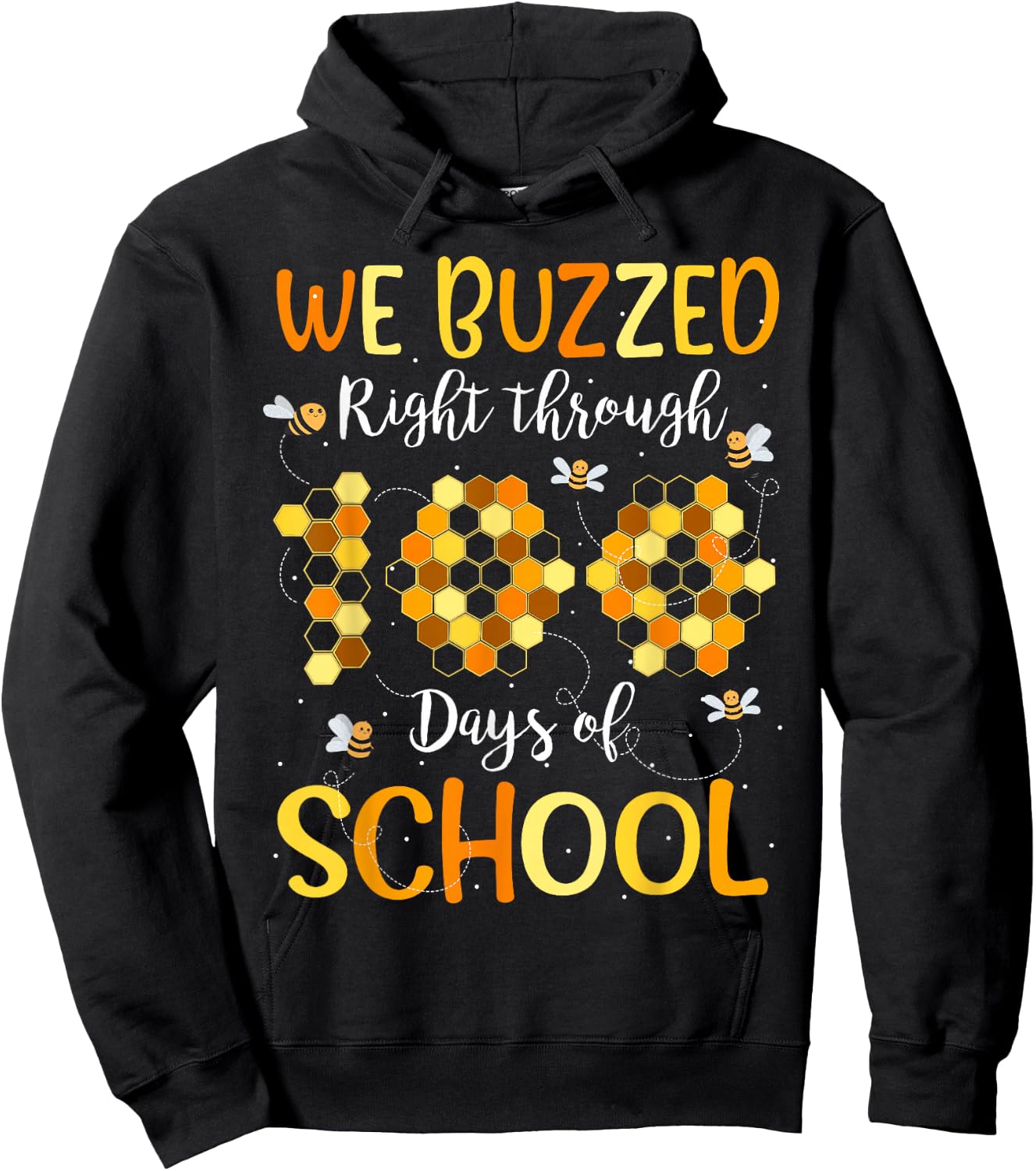 We Buzzed Right Through 100 Days Of School Bees Teacher Kids Hoodie - Hoodie | Black