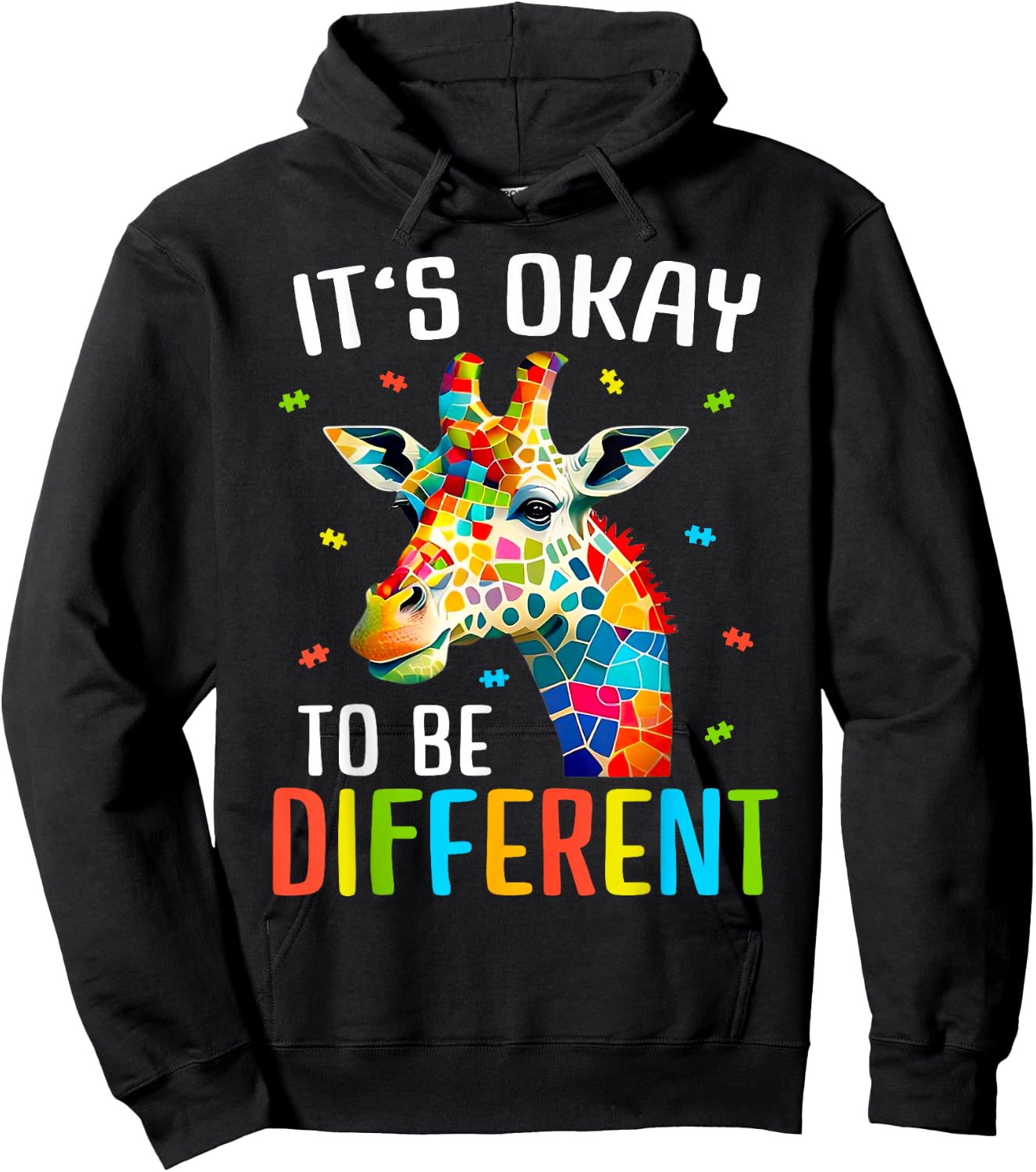 Giraffe Acceptance Children's Boys Girls Its Ok To Be Different Hoodie - Hoodie | Black