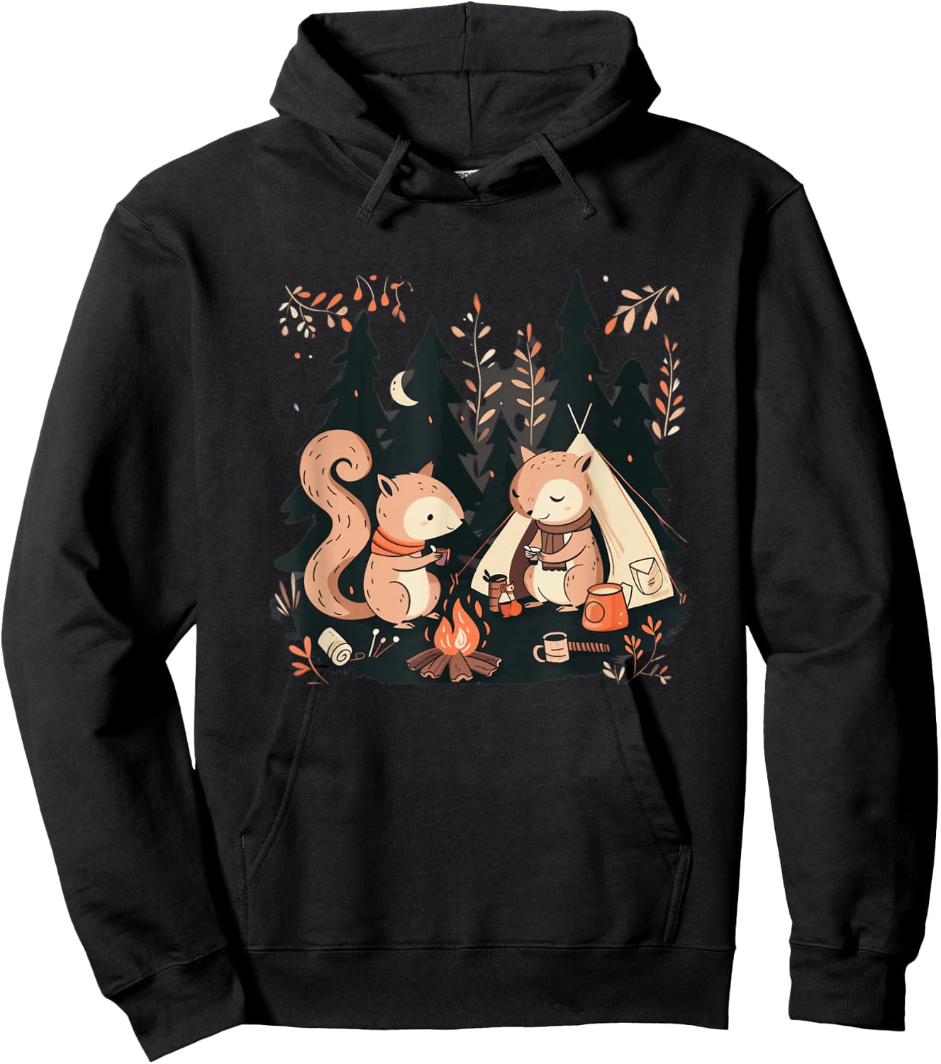 Camping Squirrels Hoodie - Hoodie | Black