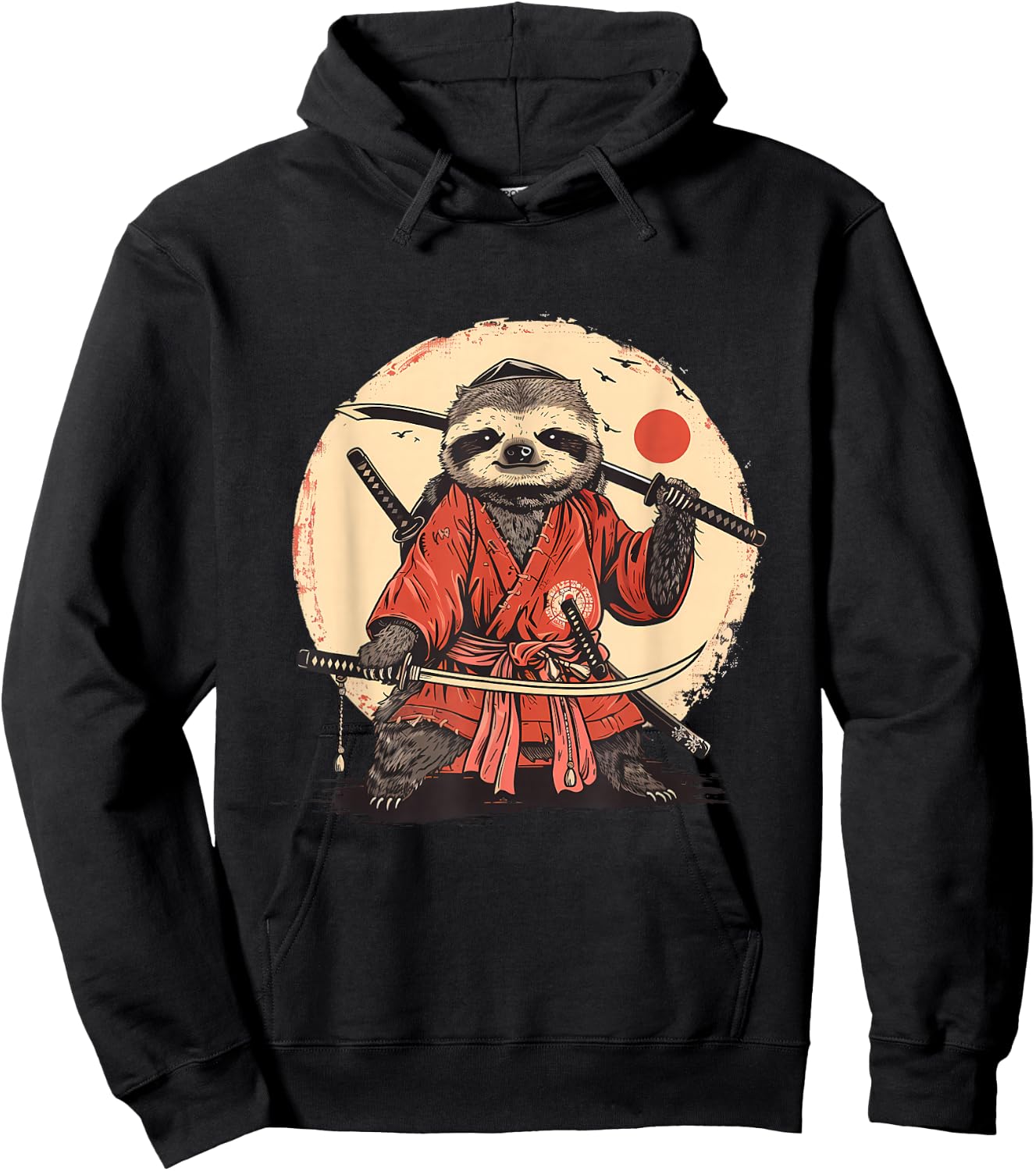 Samurai Sloth Japanese Warrior Japanese Samurai Sloth Anime Hoodie - Hoodie | Black